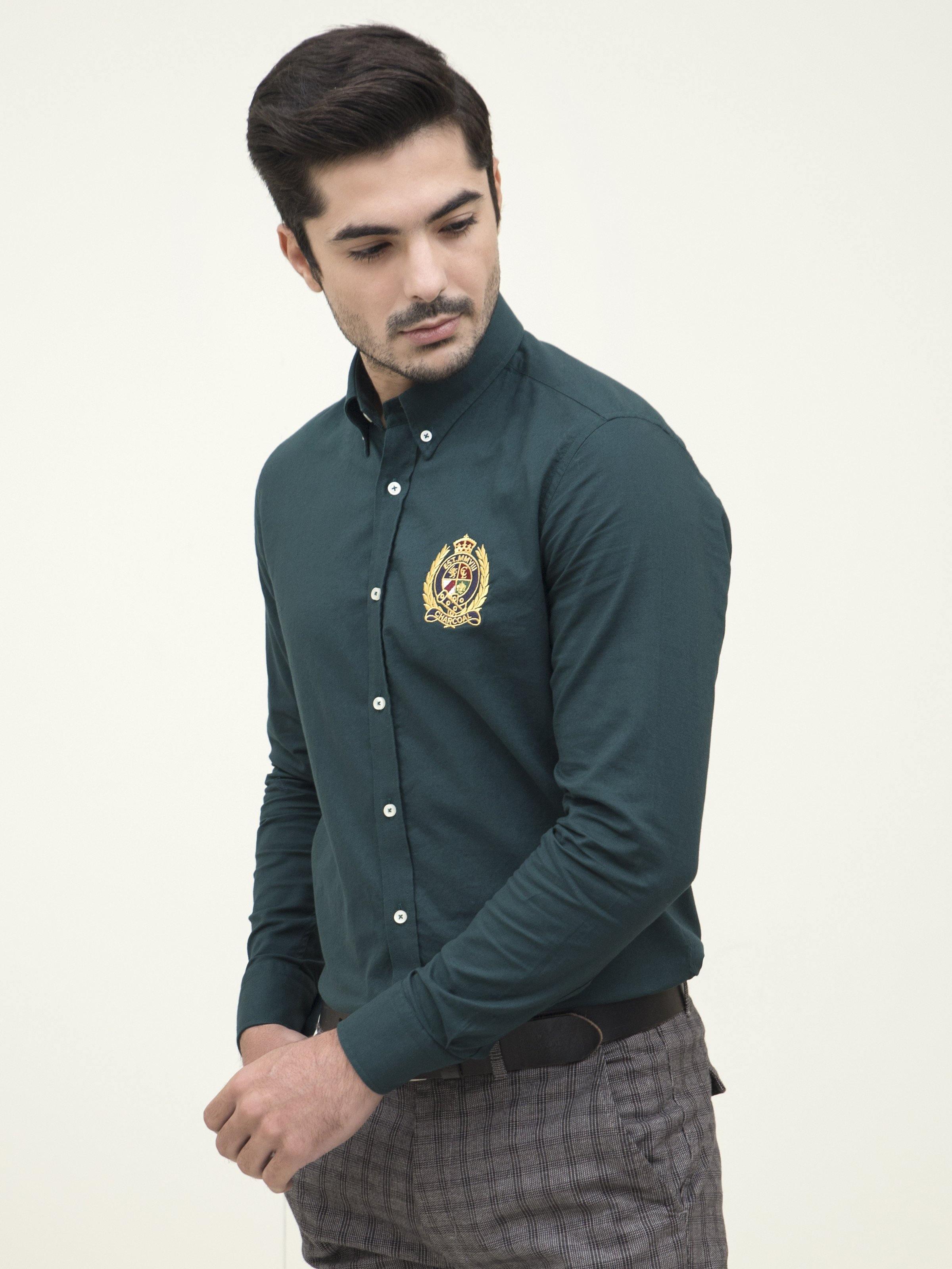 SMART SHIRT GREEN at Charcoal Clothing
