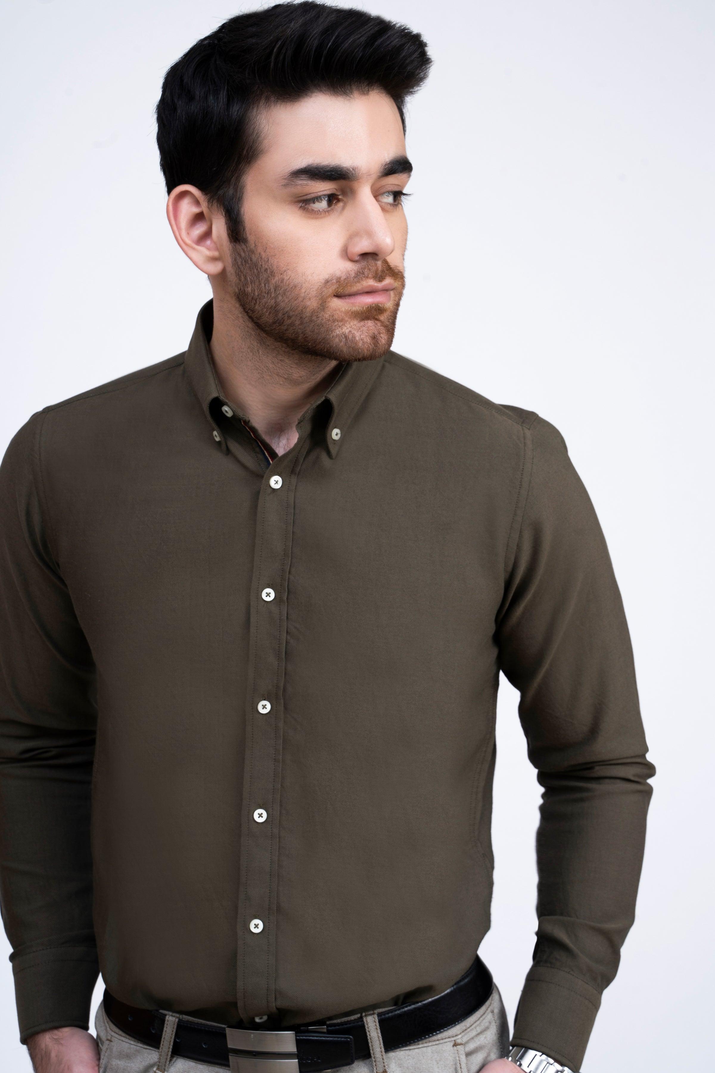 SMART SHIRT GREEN at Charcoal Clothing