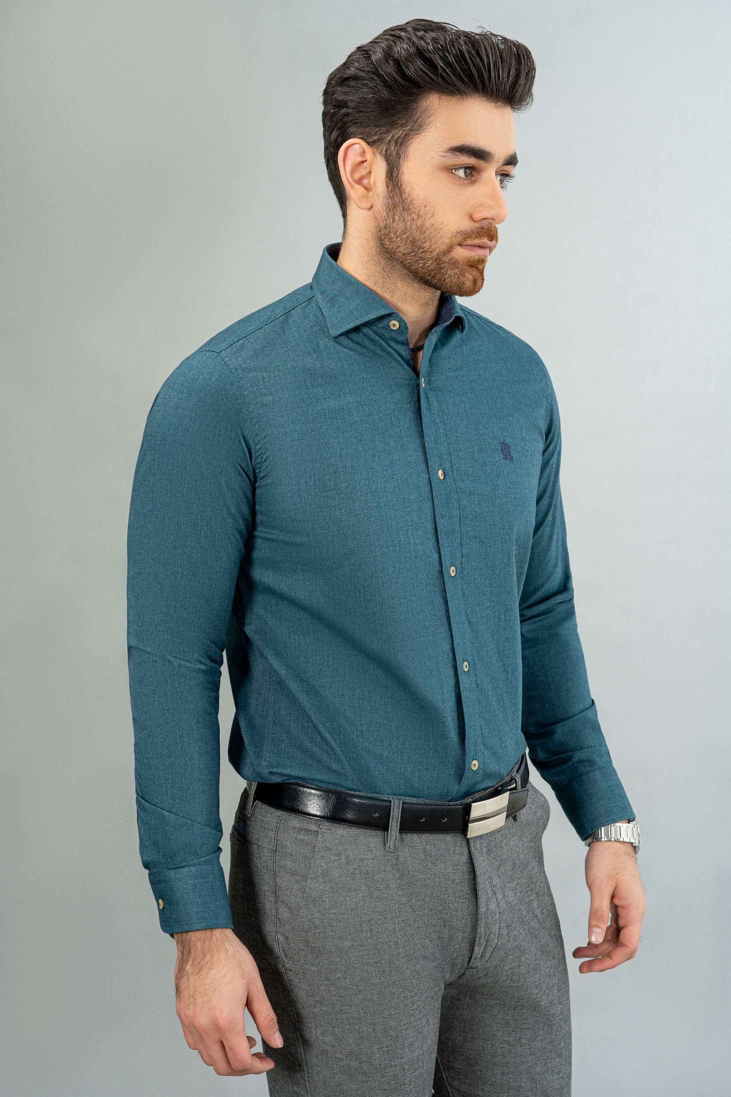 SMART SHIRT GREEN at Charcoal Clothing