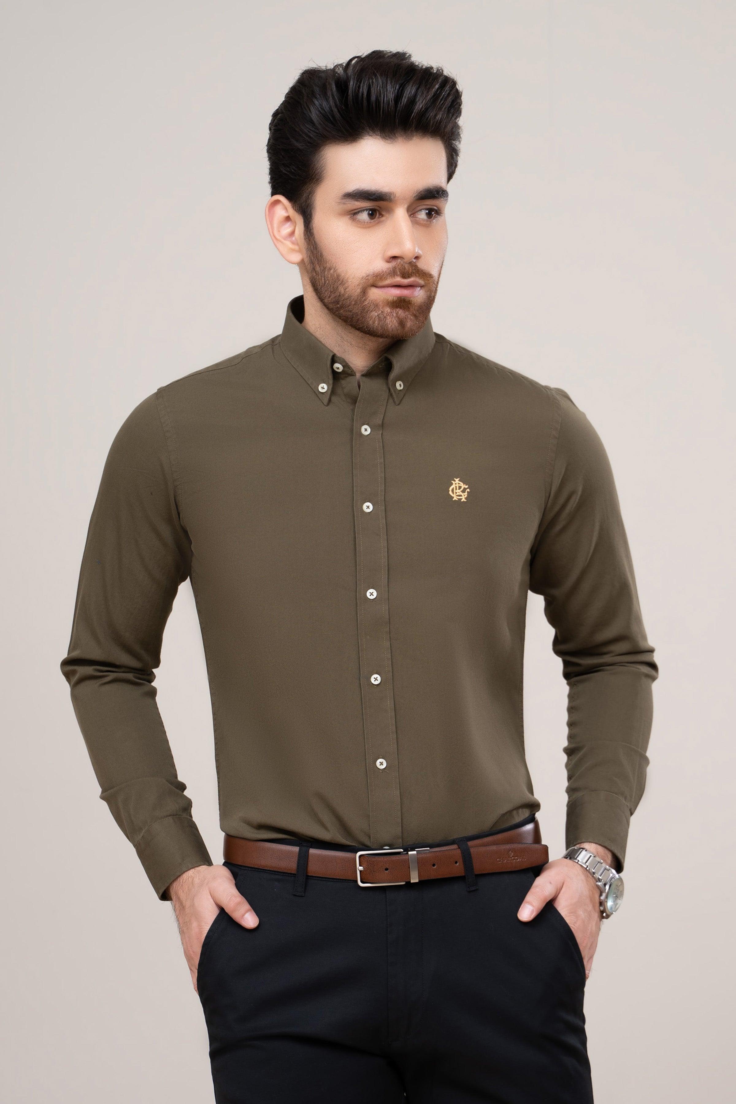 SMART SHIRT GREEN at Charcoal Clothing