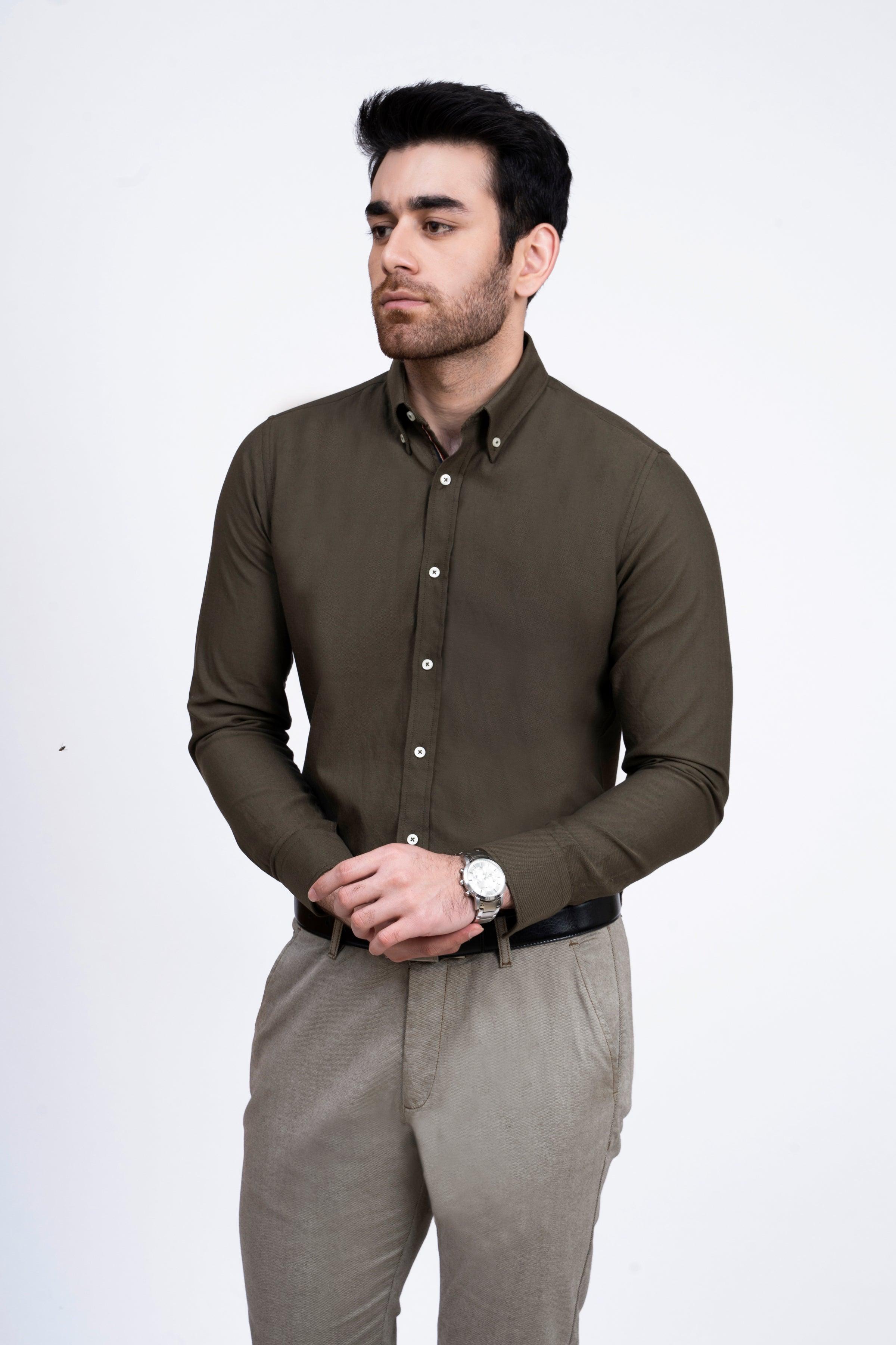 SMART SHIRT GREEN at Charcoal Clothing
