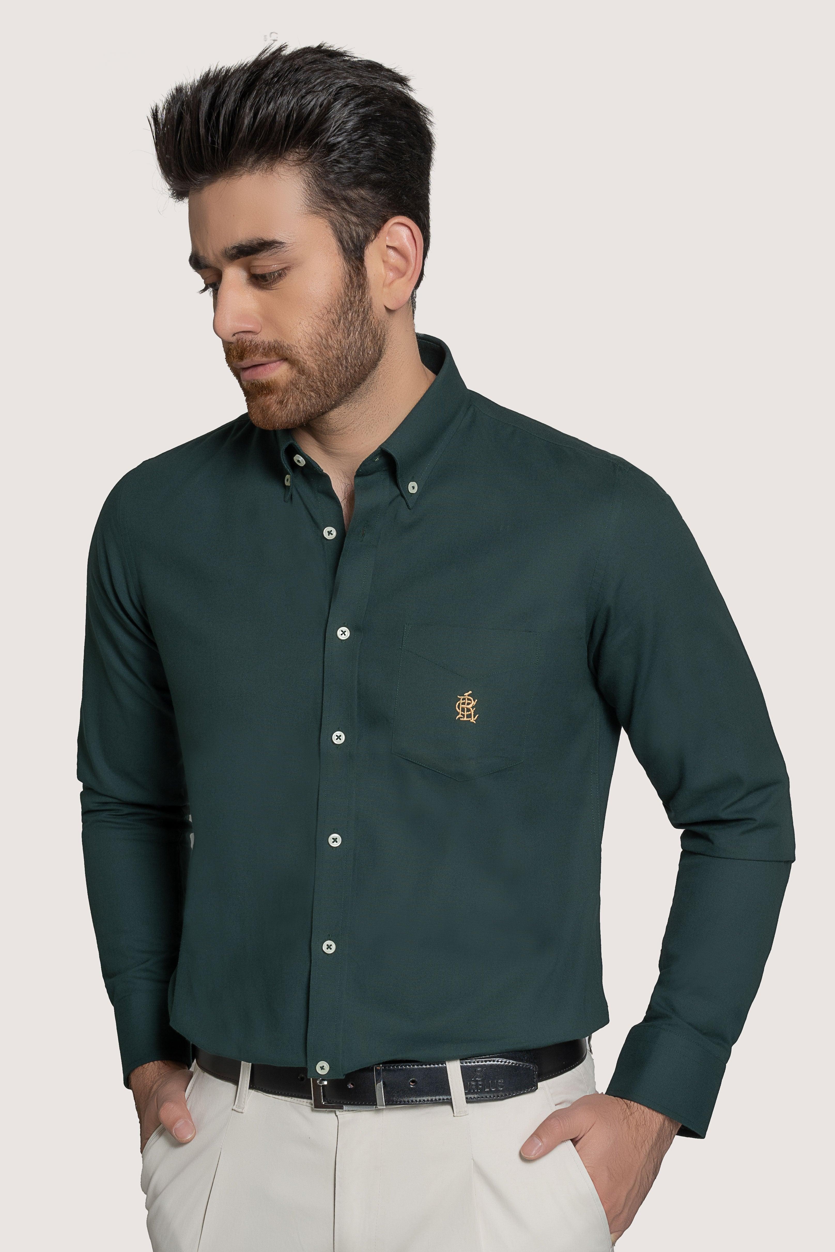 SMART SHIRT GREEN at Charcoal Clothing