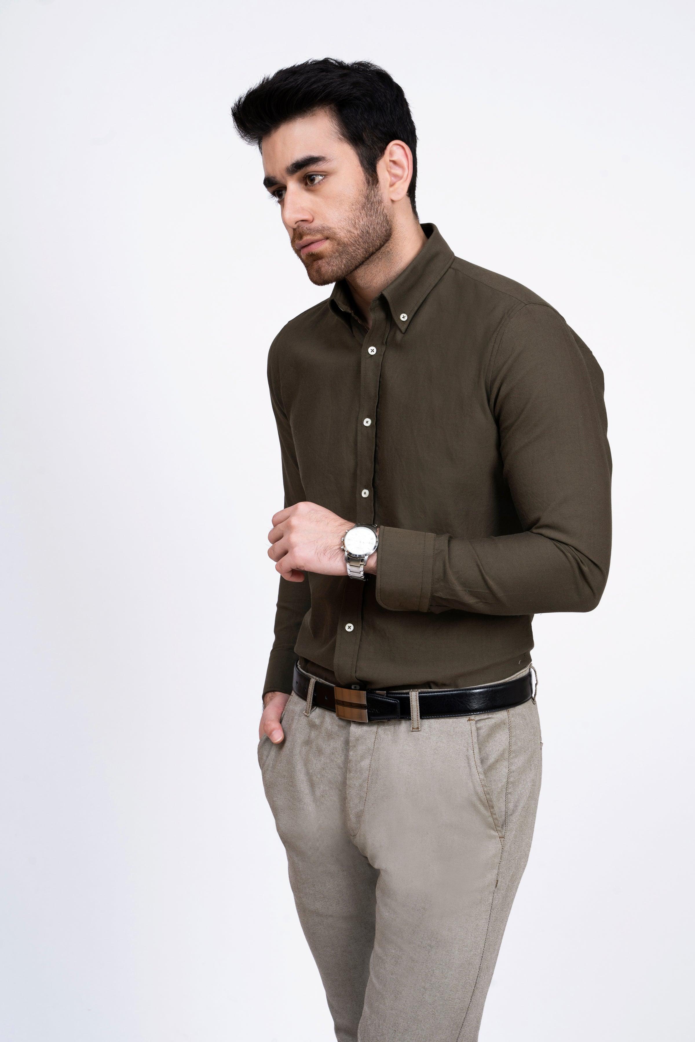 SMART SHIRT GREEN at Charcoal Clothing