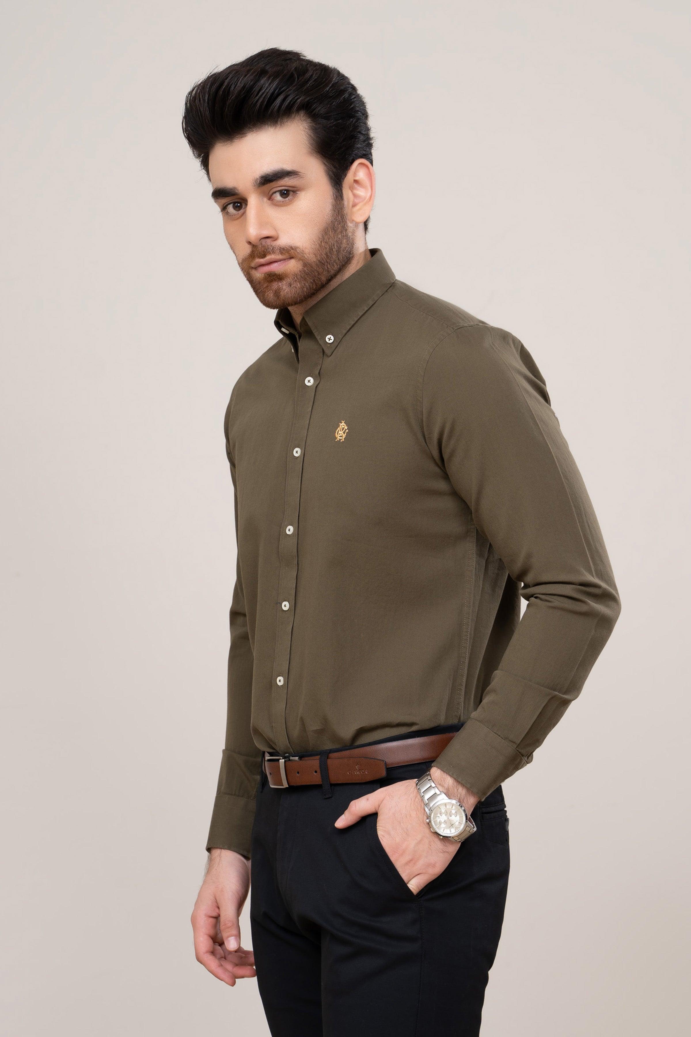 SMART SHIRT GREEN at Charcoal Clothing