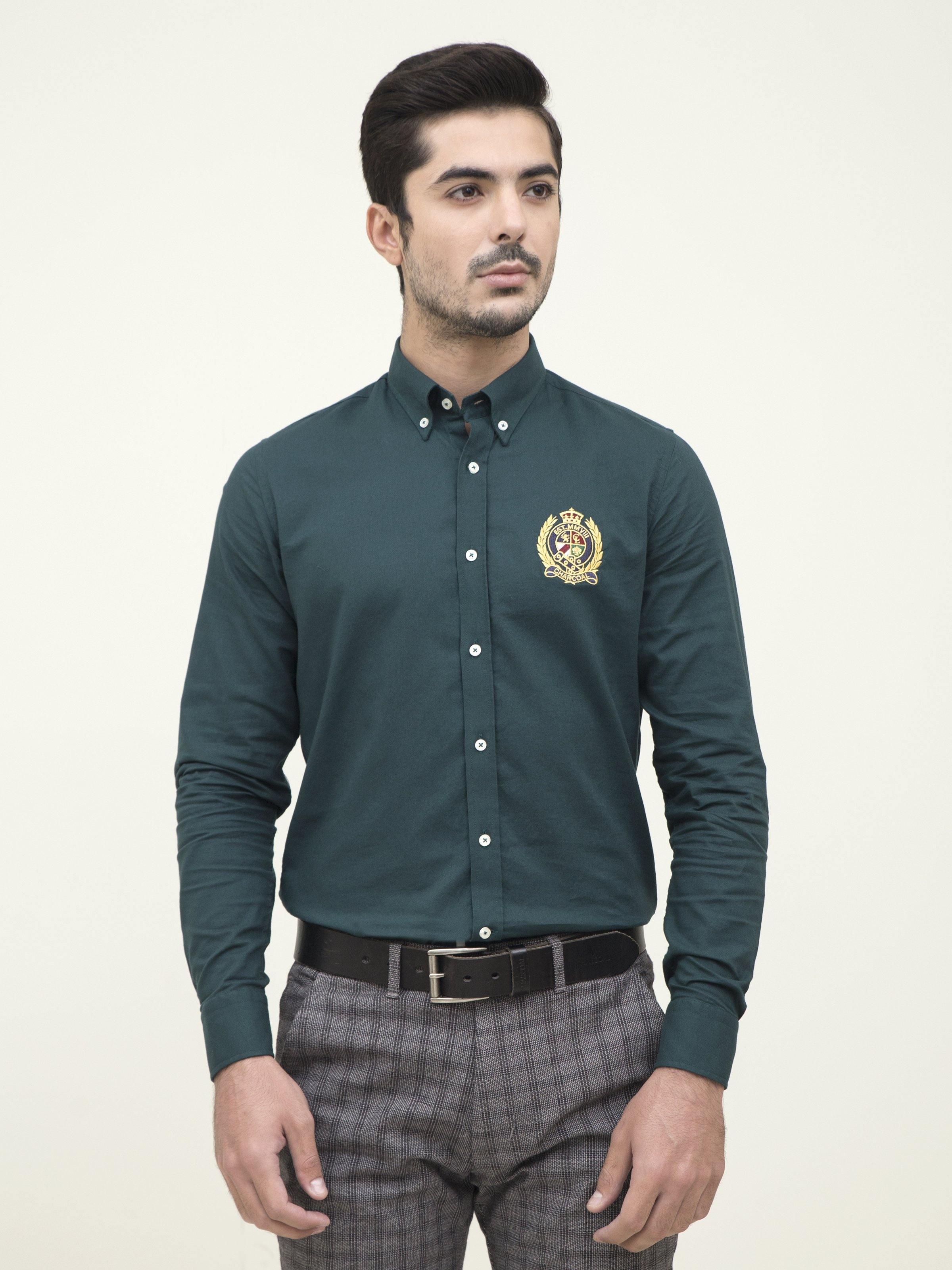 SMART SHIRT GREEN at Charcoal Clothing