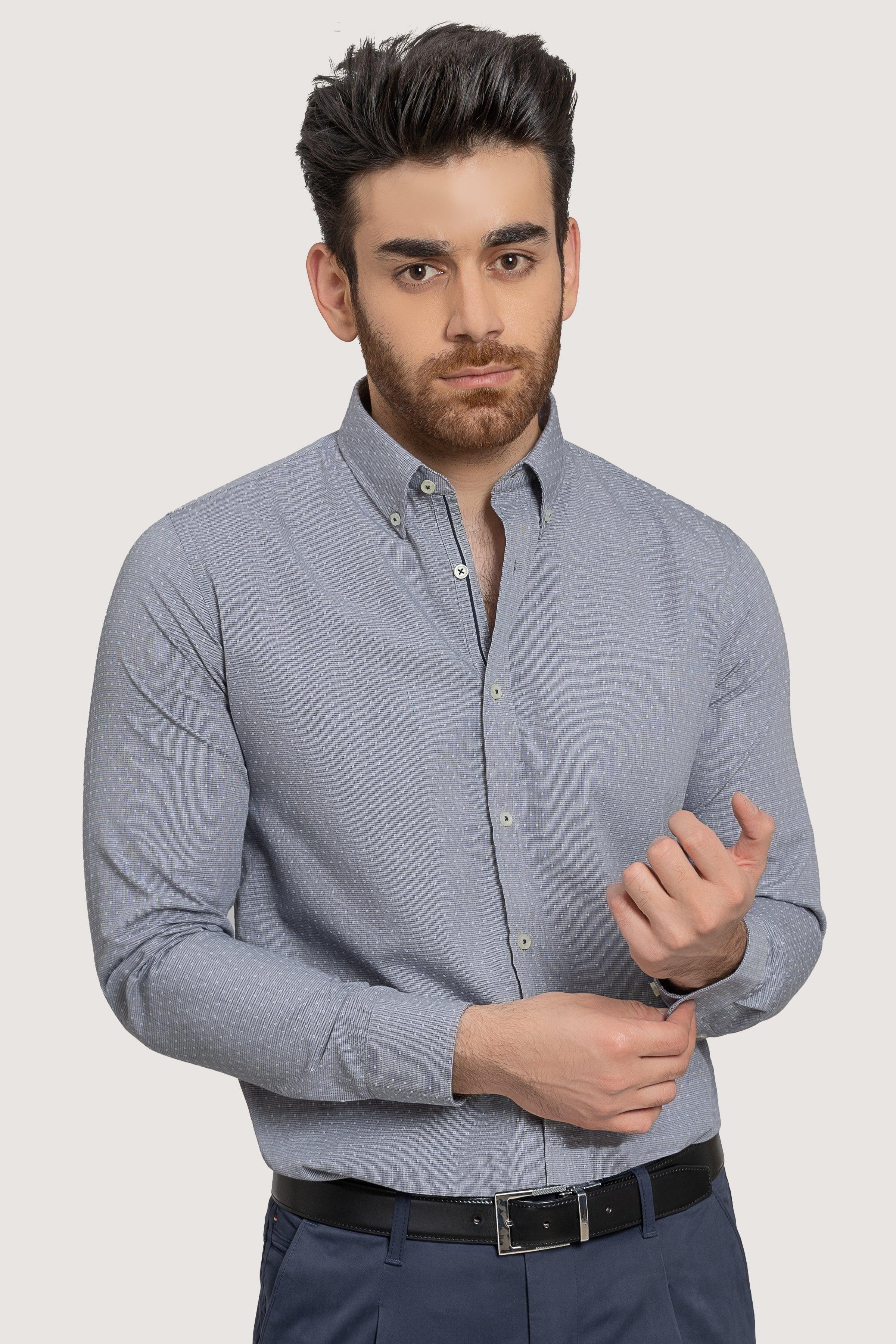 SMART SHIRT GREY SELF at Charcoal Clothing