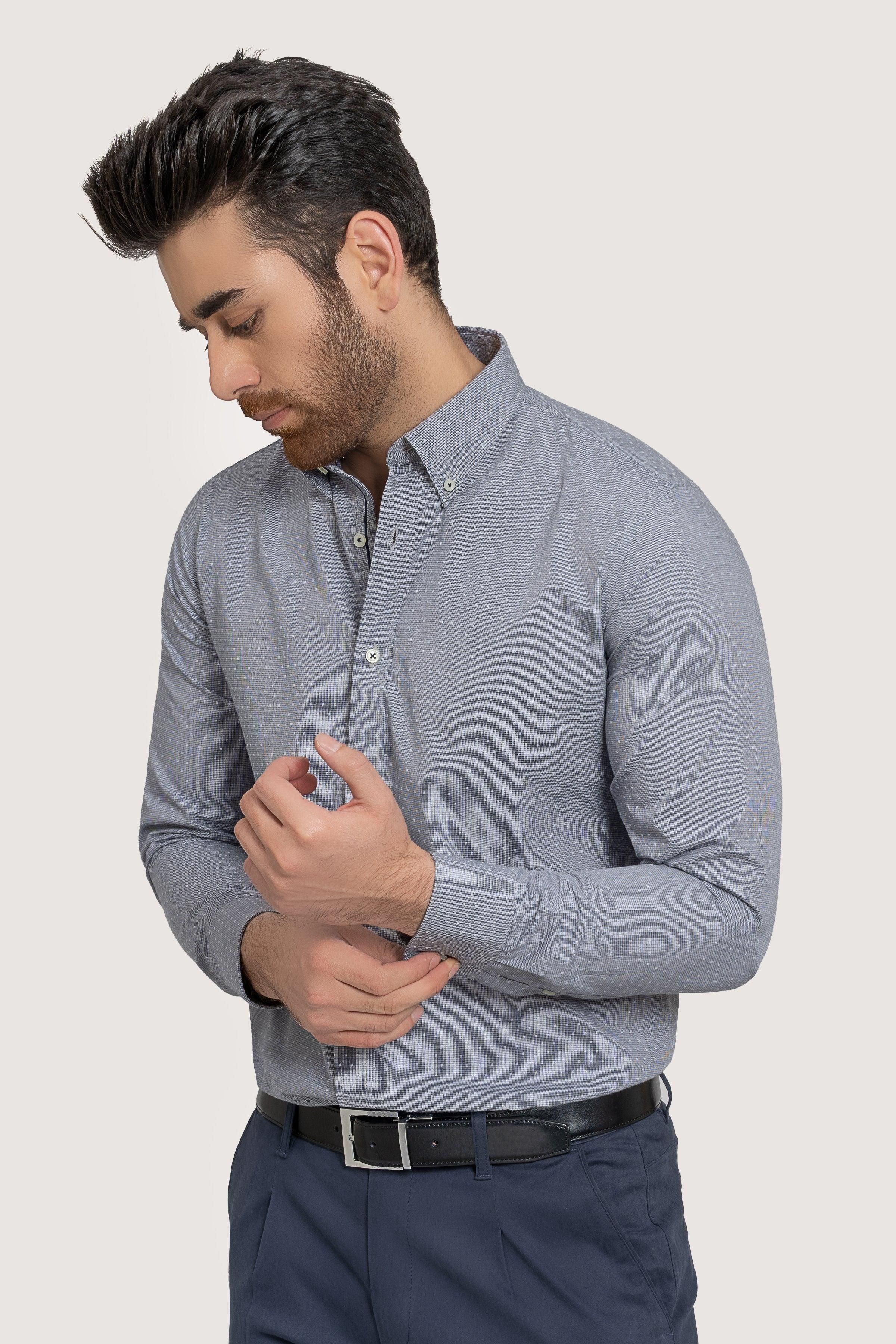 SMART SHIRT GREY SELF at Charcoal Clothing