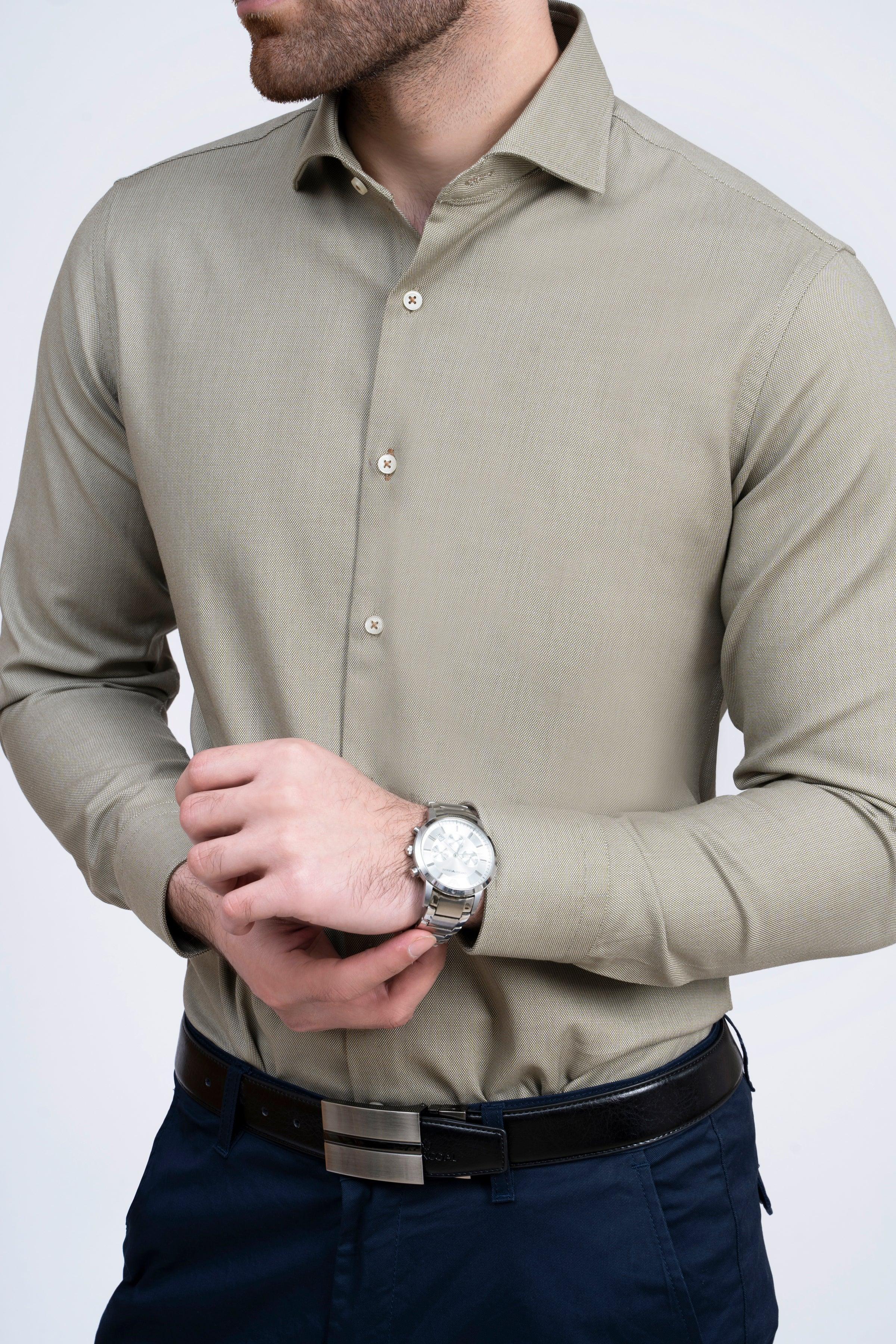 SMART SHIRT KHAKI at Charcoal Clothing