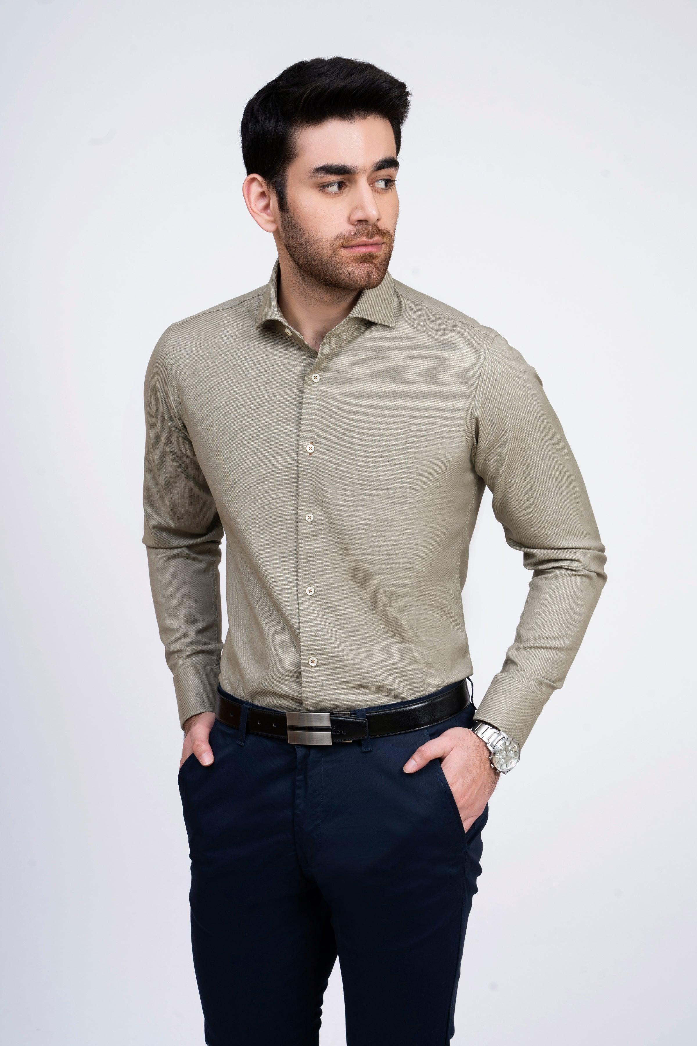SMART SHIRT KHAKI at Charcoal Clothing