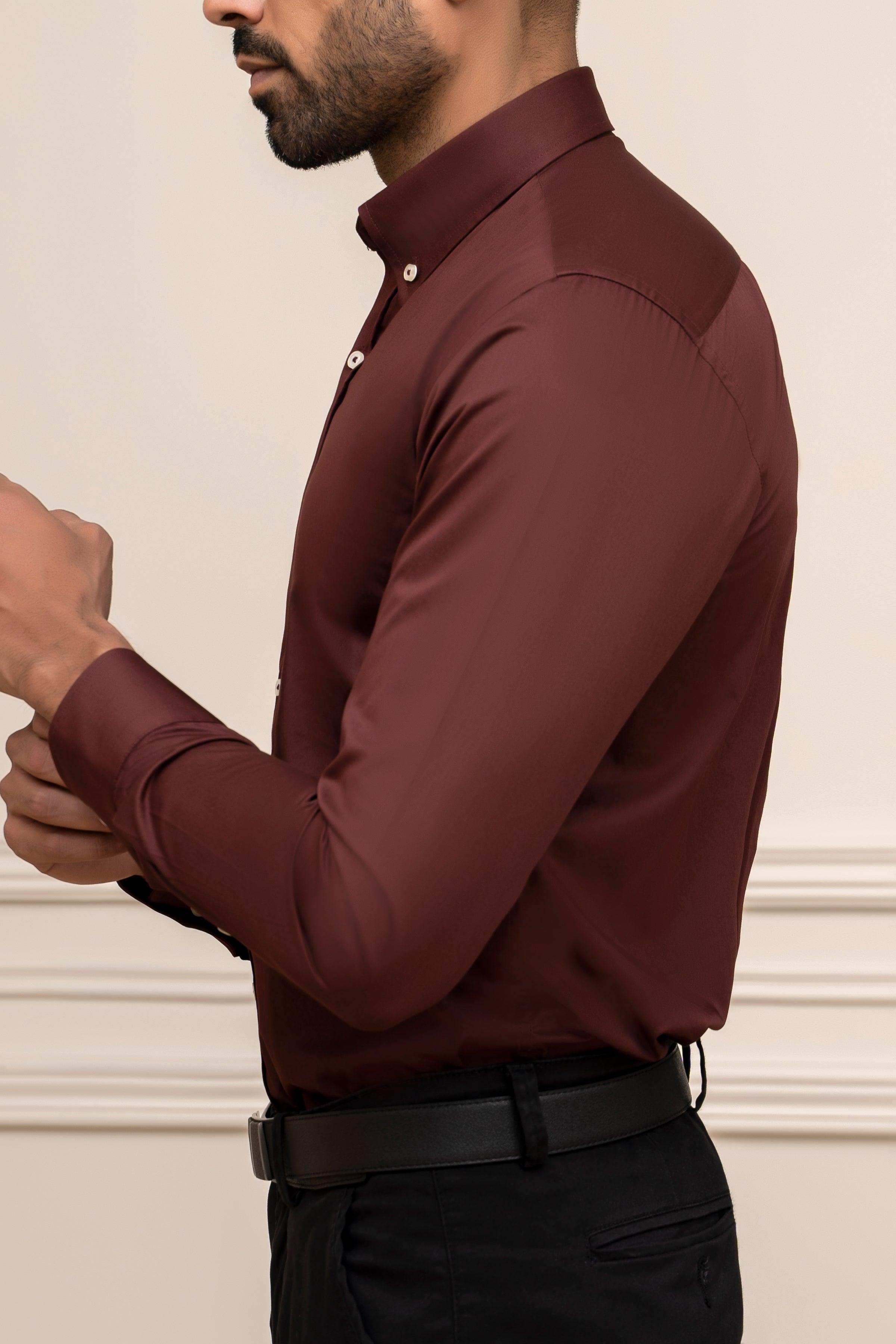 SMART SHIRT MAROON at Charcoal Clothing