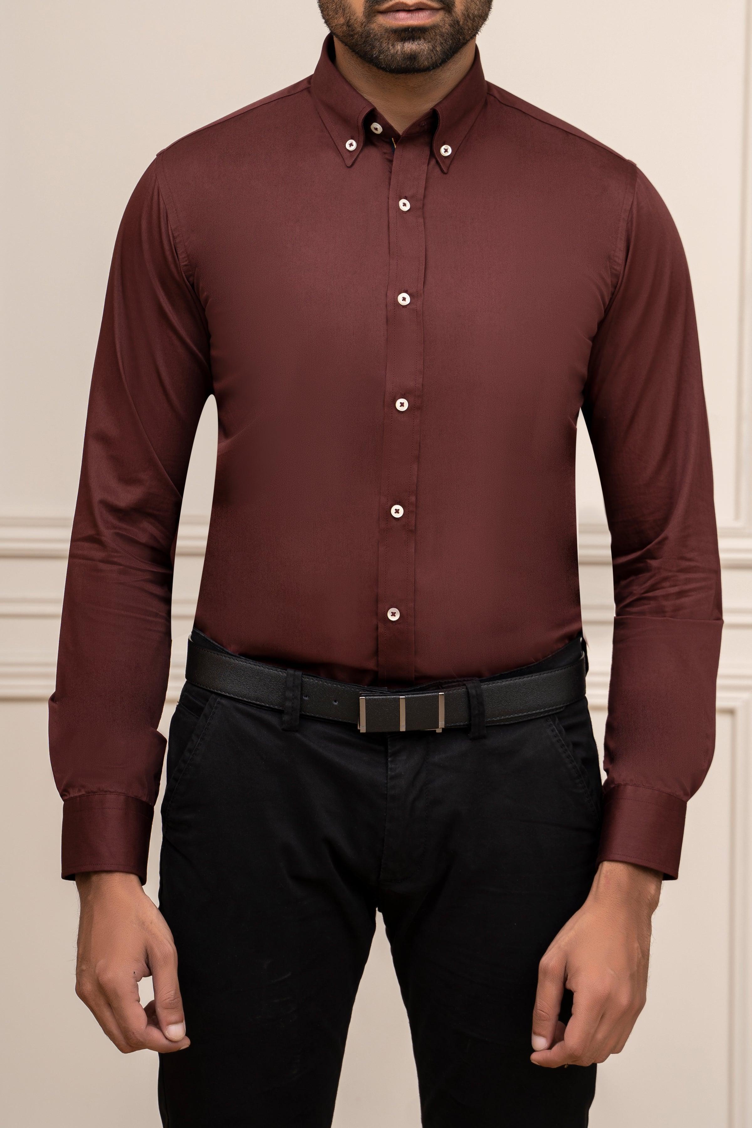 SMART SHIRT MAROON at Charcoal Clothing