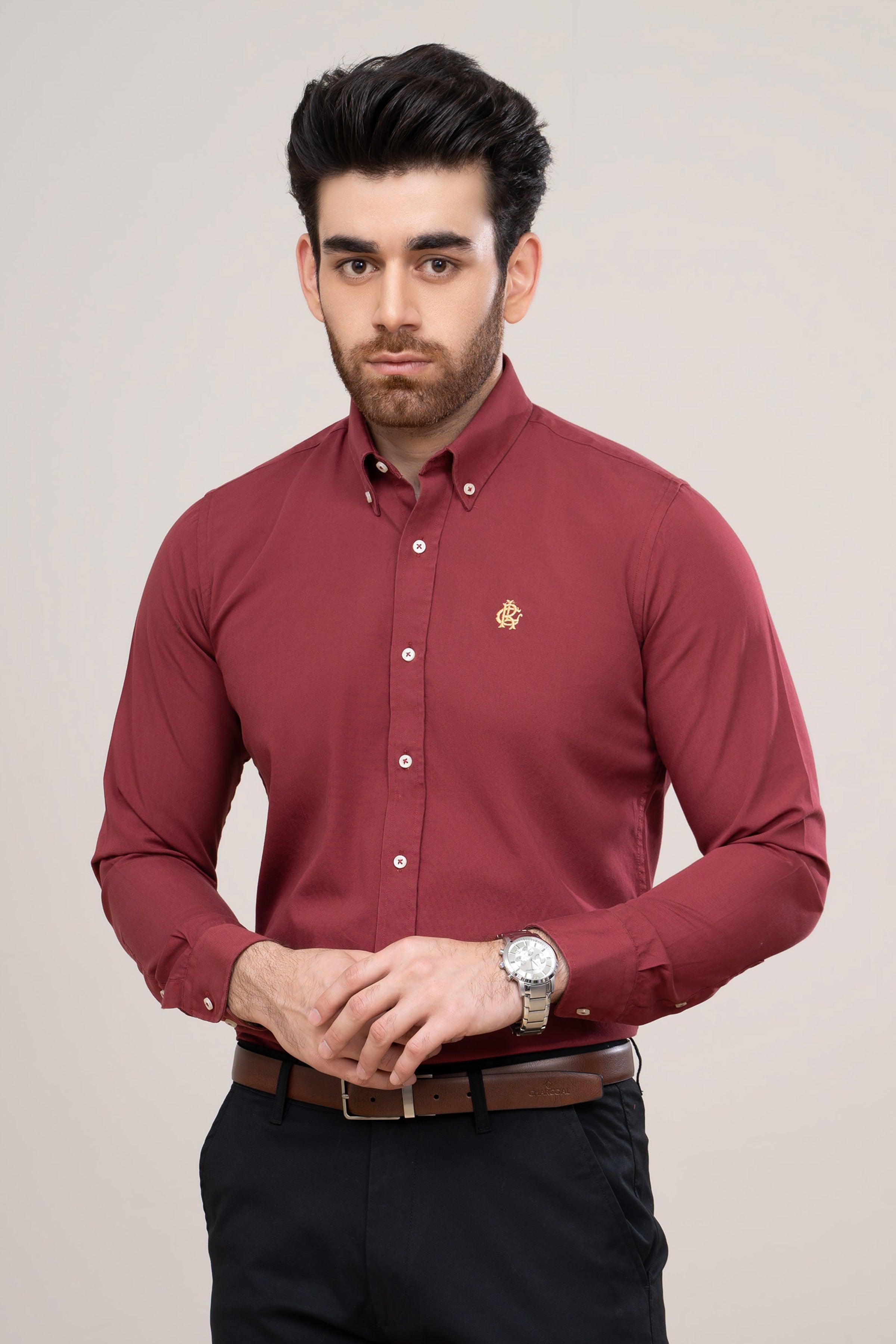 SMART SHIRT MAROON at Charcoal Clothing