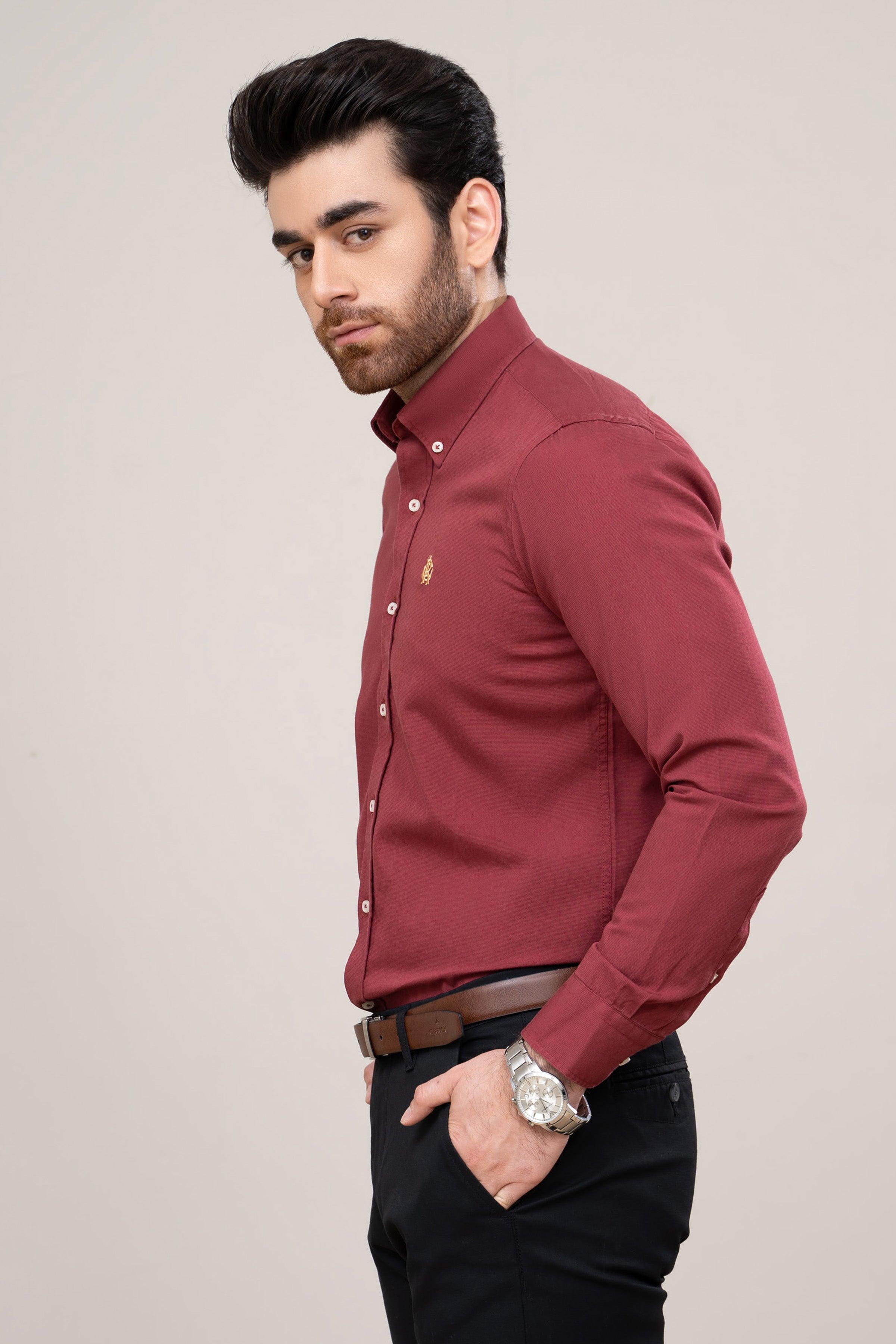 SMART SHIRT MAROON at Charcoal Clothing