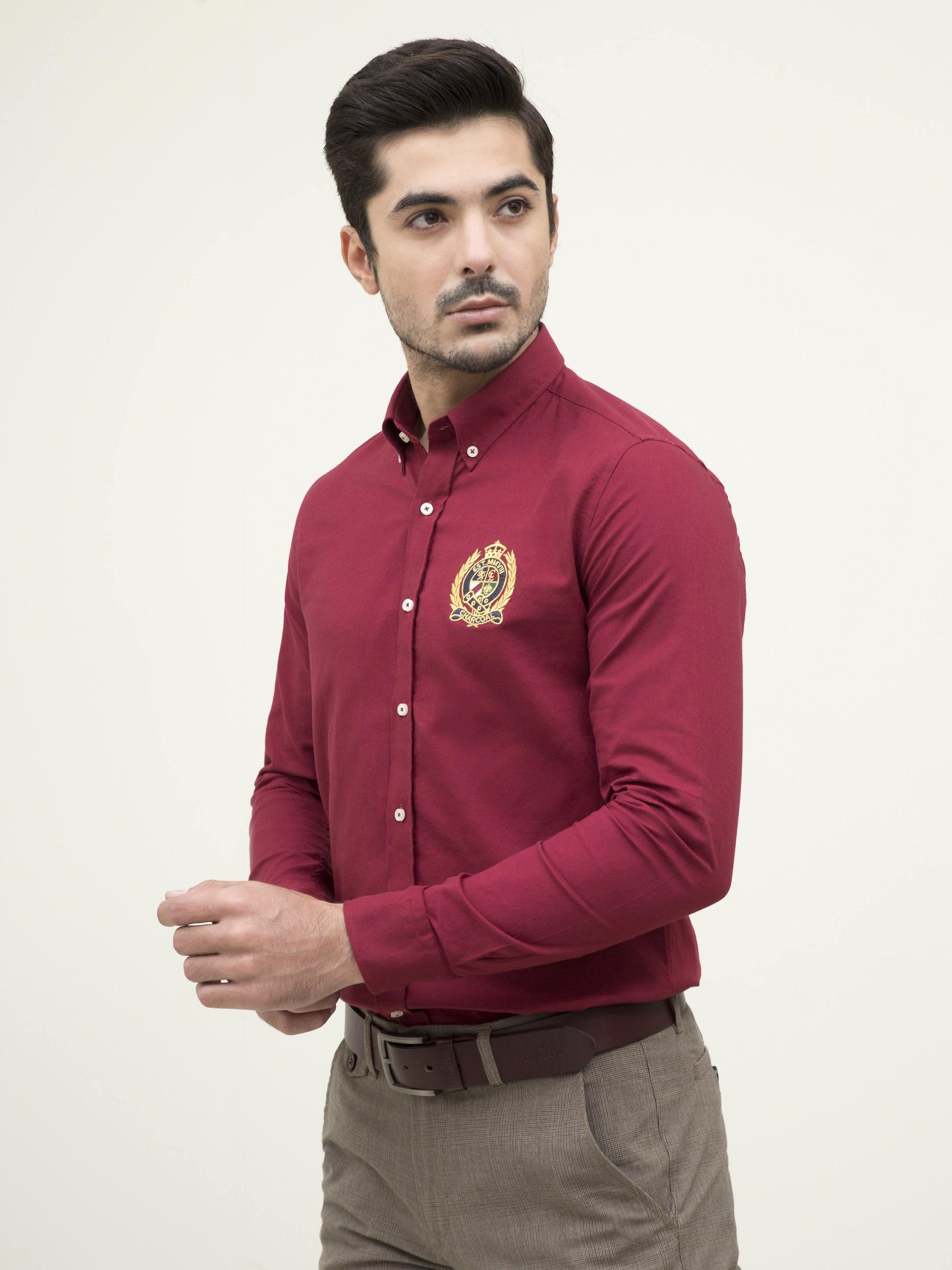 SMART SHIRT MAROON at Charcoal Clothing