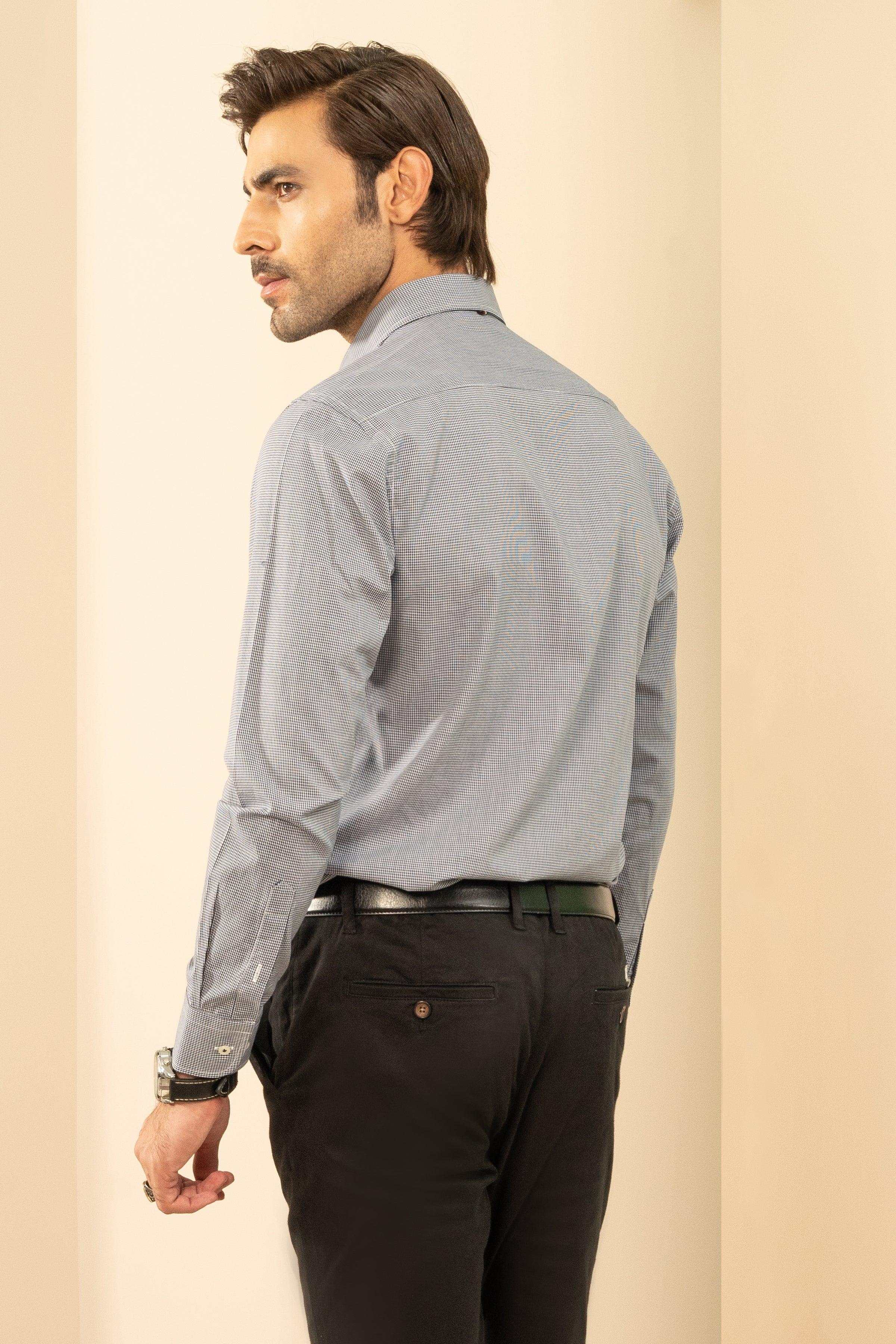 SMART SHIRT NAVY CHECK at Charcoal Clothing