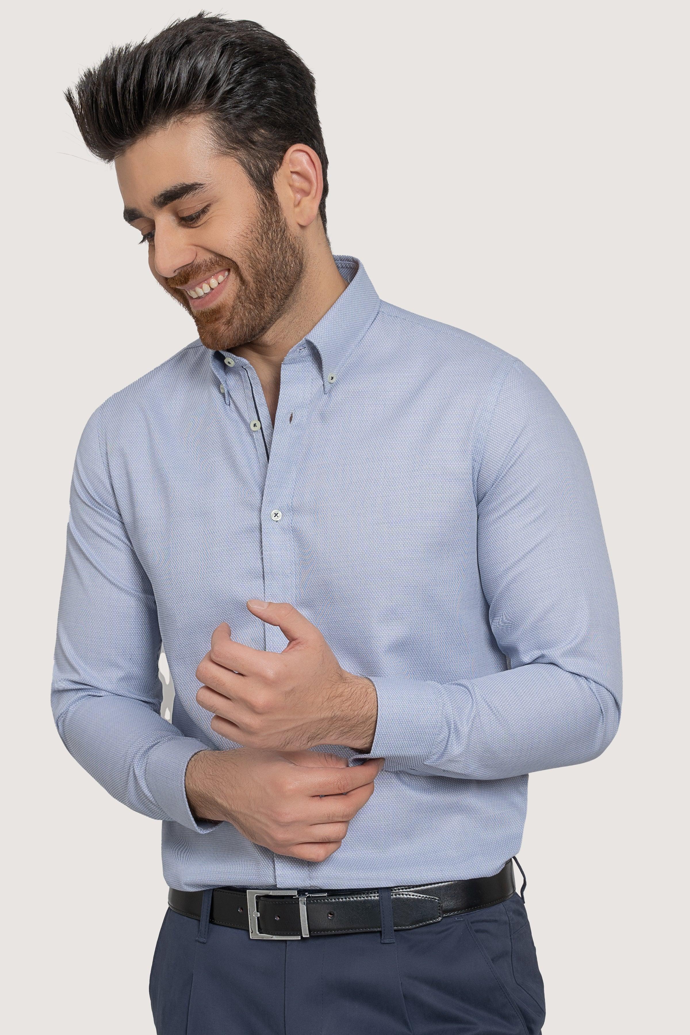 SMART SHIRT OFF WHITE SELF at Charcoal Clothing