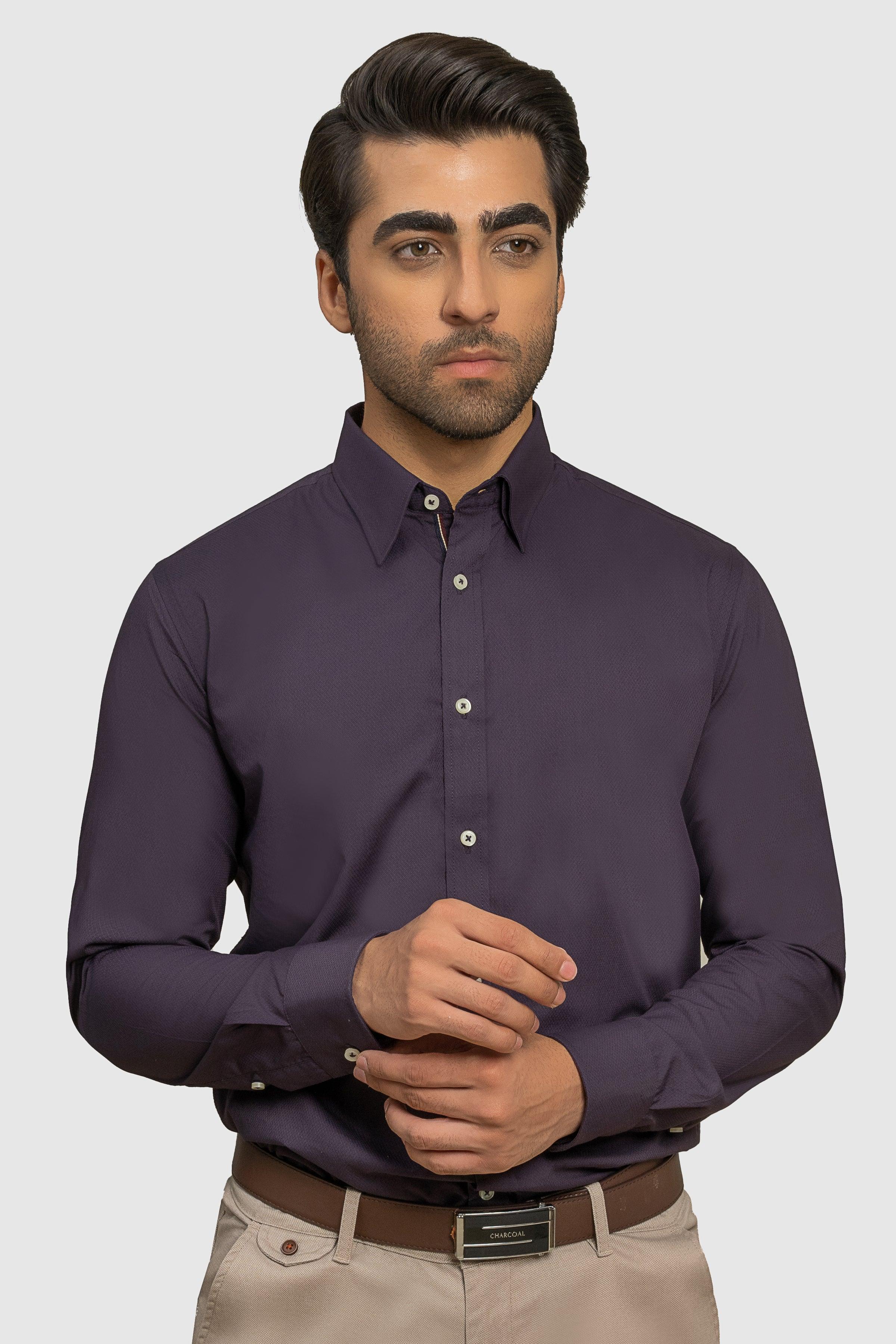 SMART SHIRT PLUM at Charcoal Clothing