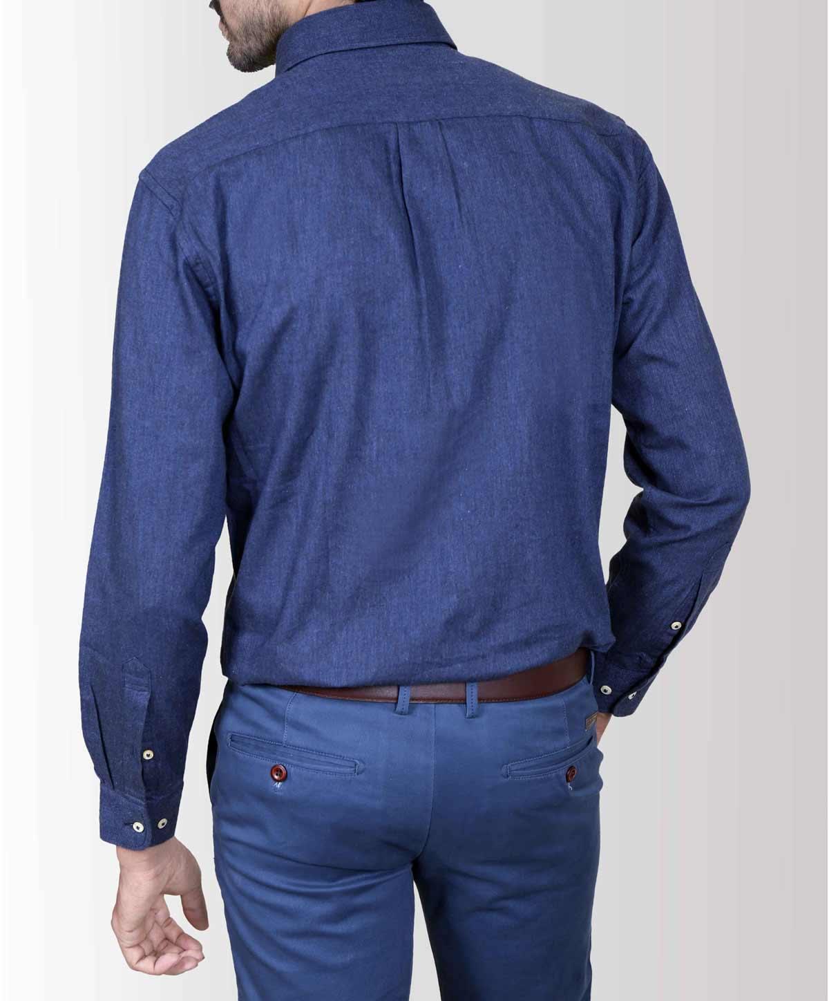 SMART SHIRT WOOL DENIM BLUE at Charcoal Clothing