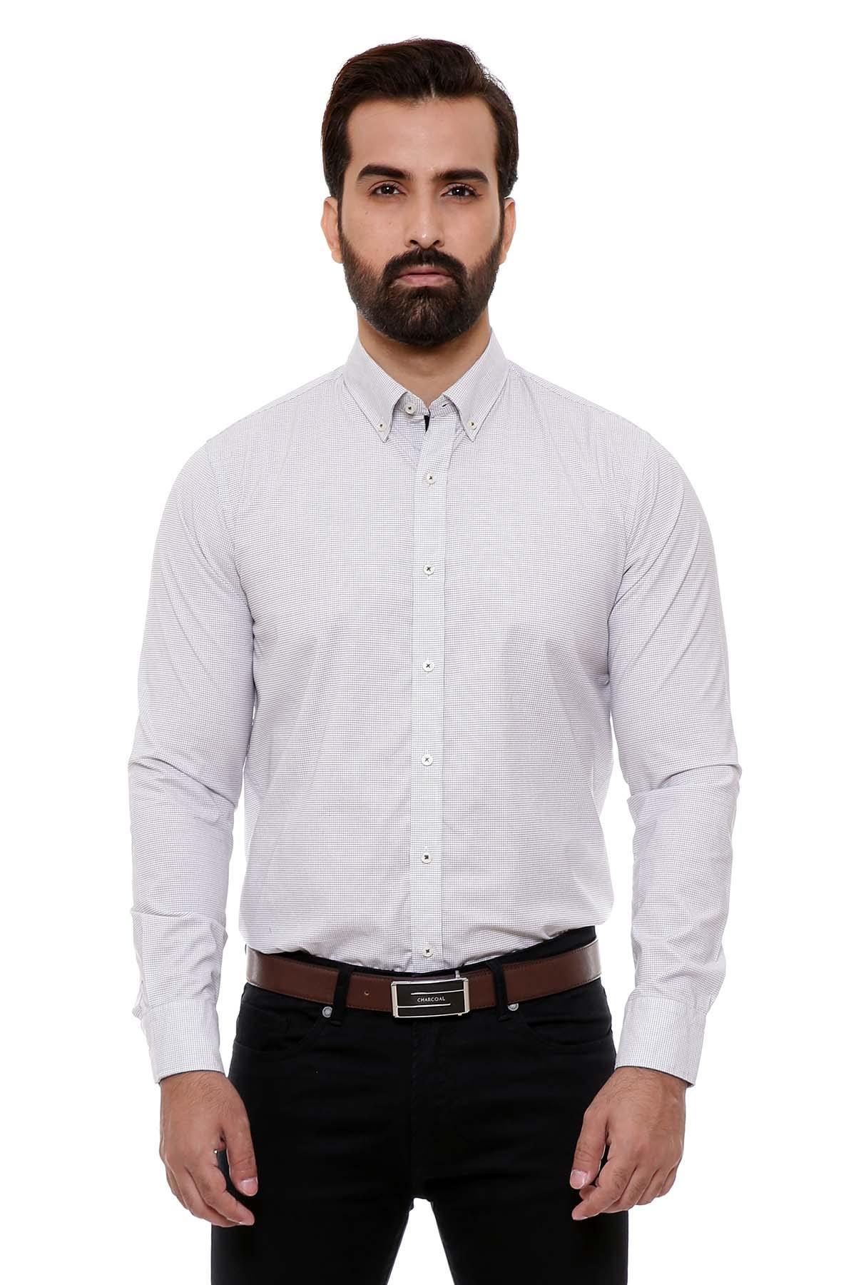 SMART SHIRTS BUTTON DOWN FULL SLEEVE LIGHT BEIGE at Charcoal Clothing