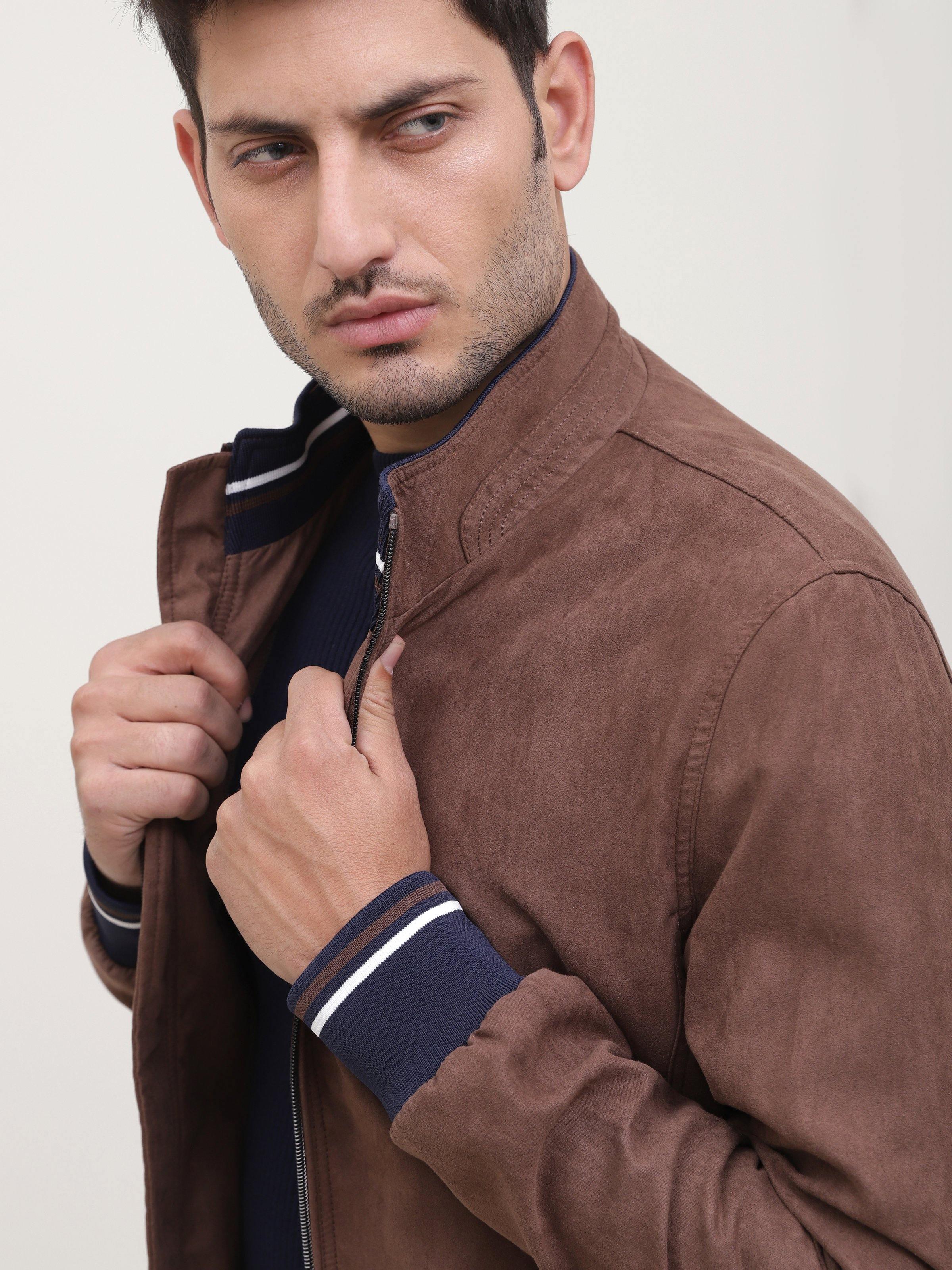 SUEDE JACKET BROWN at Charcoal Clothing