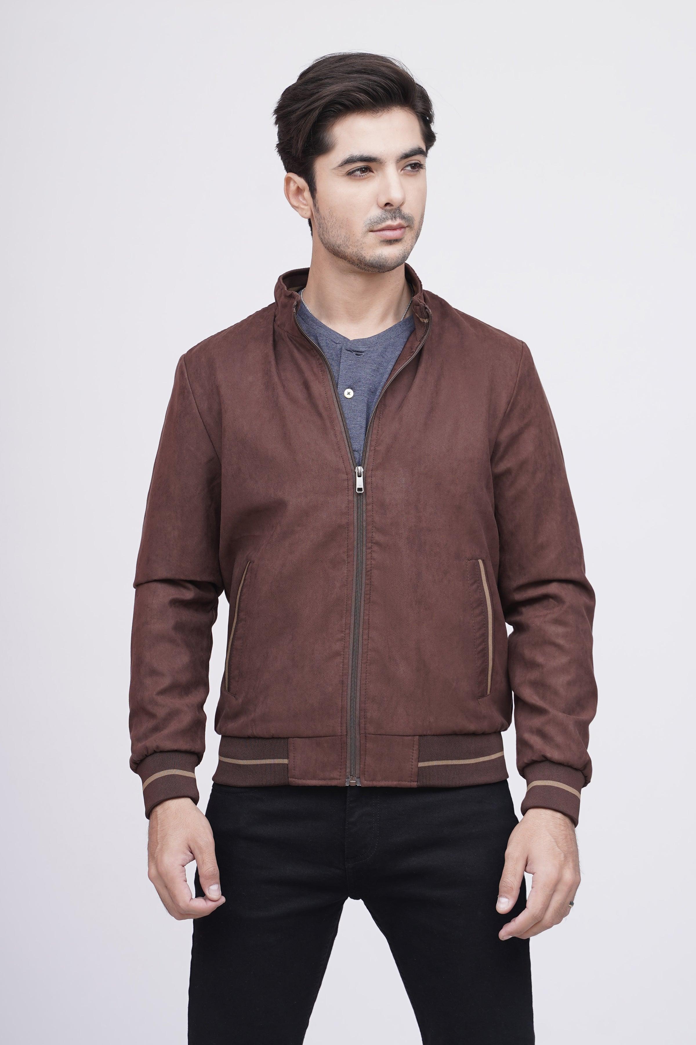 SUEDE JACKET F/S BROWN at Charcoal Clothing