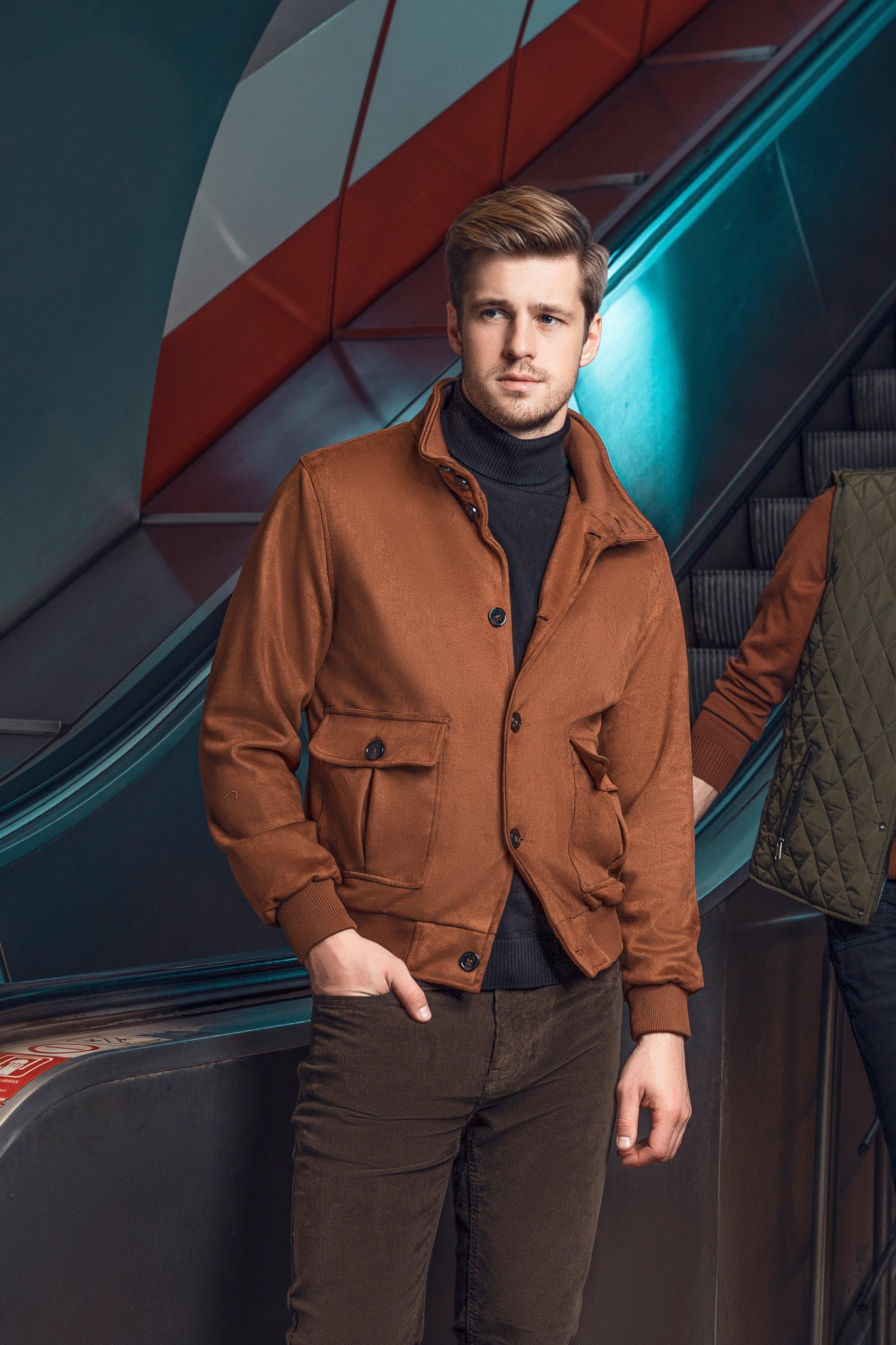 SUEDE JACKET F/S BROWN at Charcoal Clothing