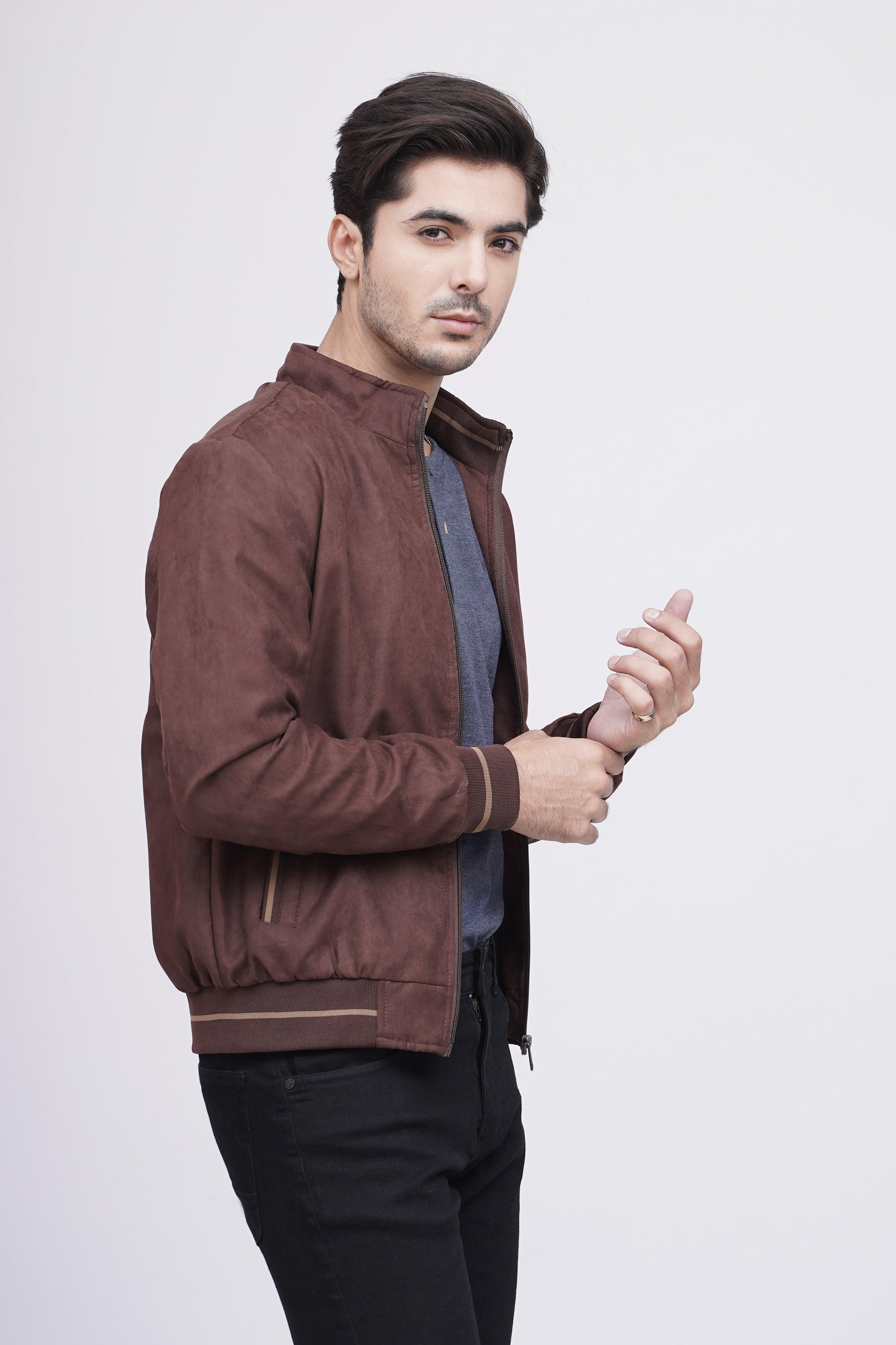 SUEDE JACKET F/S BROWN at Charcoal Clothing