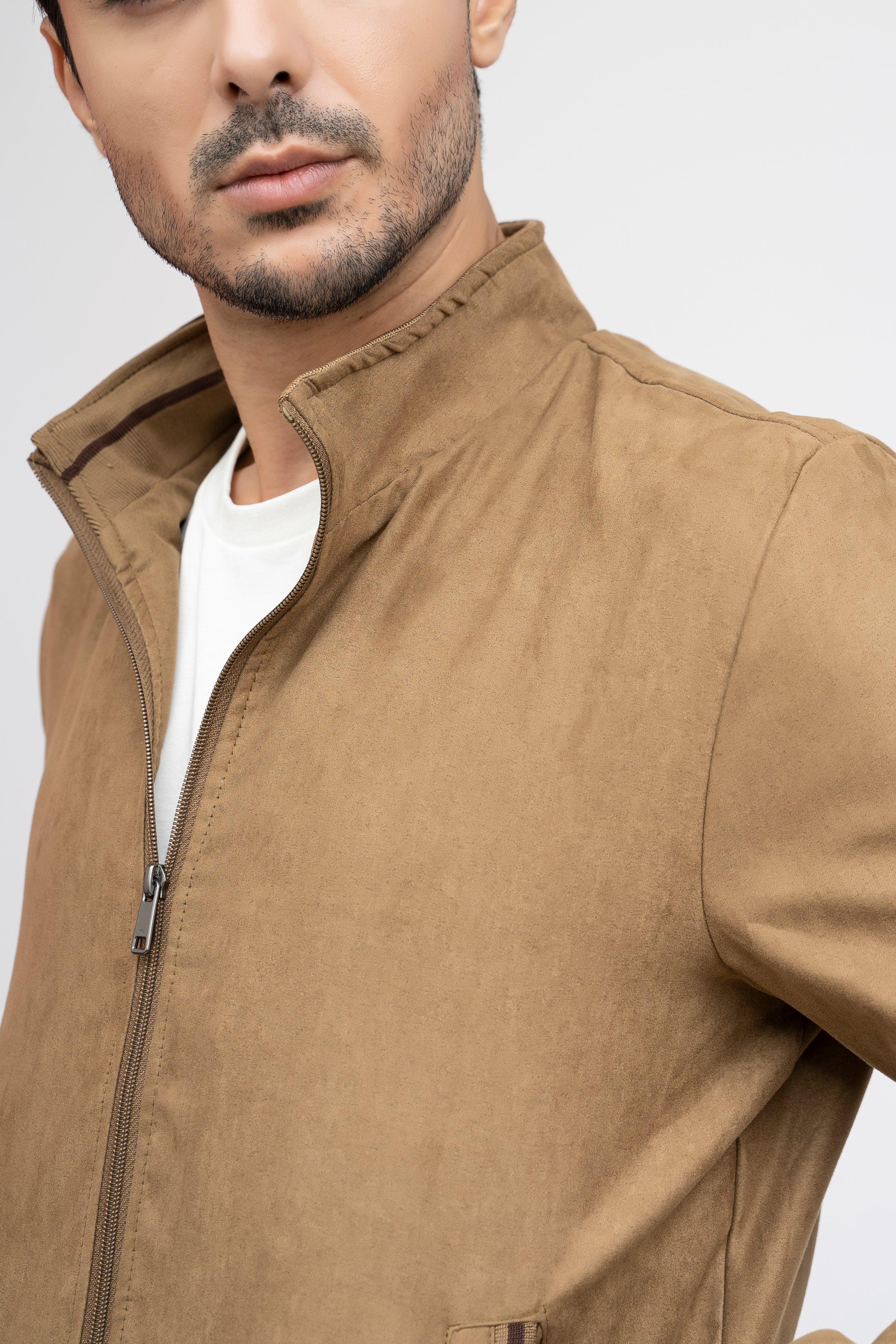 SUEDE JACKET F/S KHAKI at Charcoal Clothing