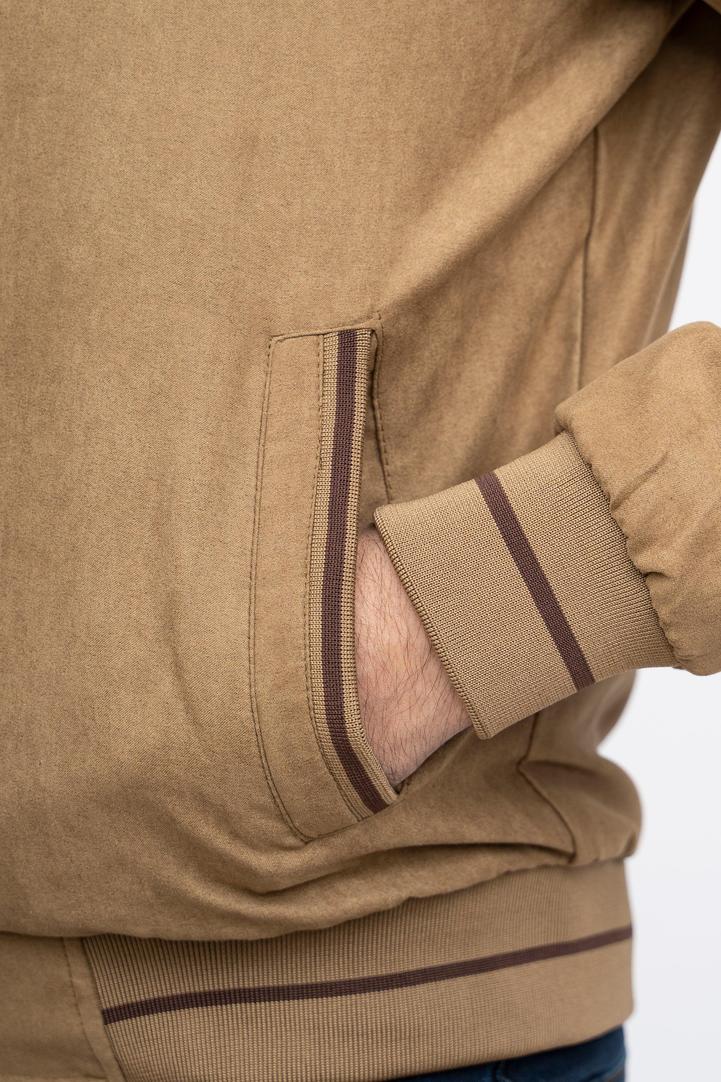 SUEDE JACKET F/S KHAKI at Charcoal Clothing