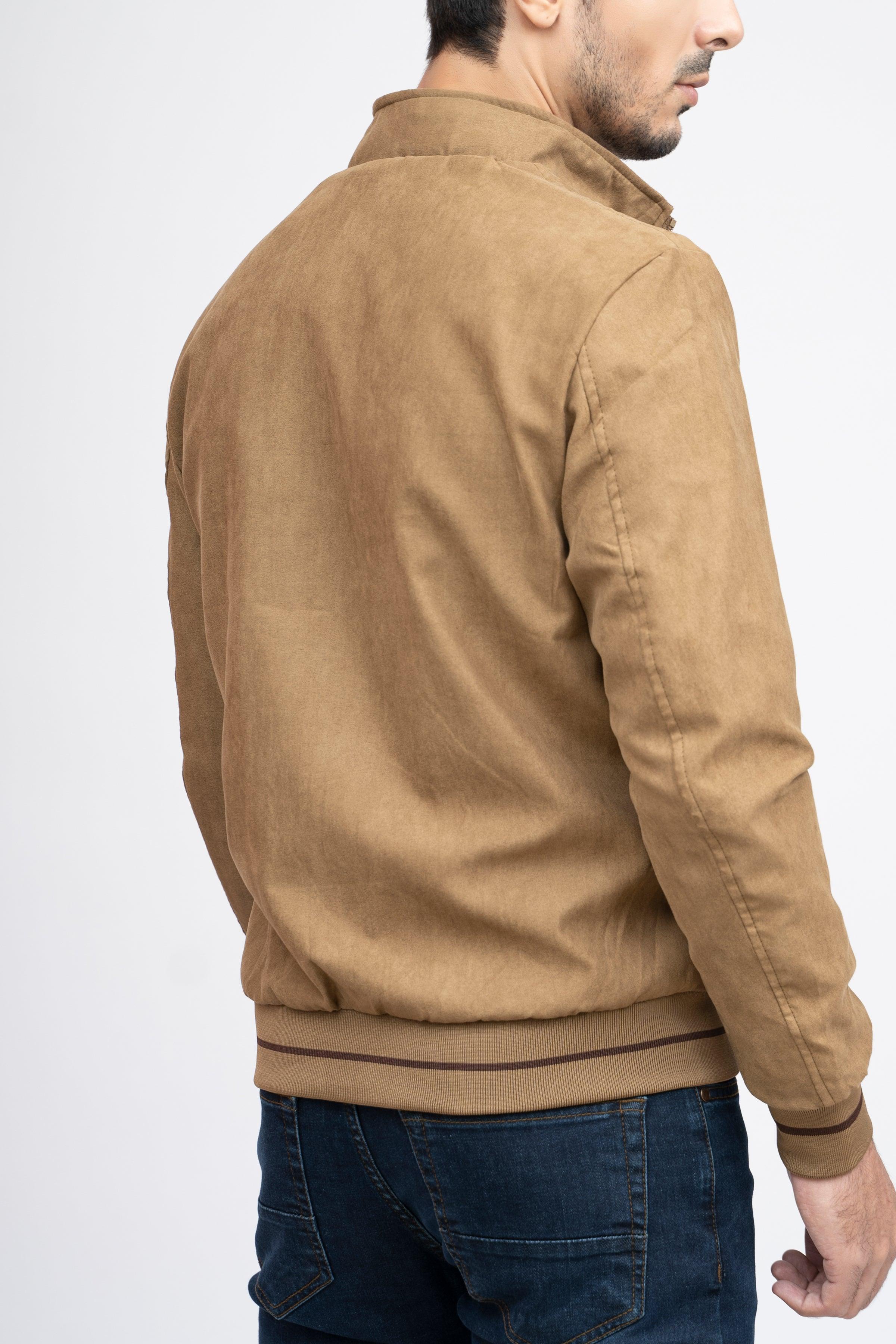 SUEDE JACKET F/S KHAKI at Charcoal Clothing