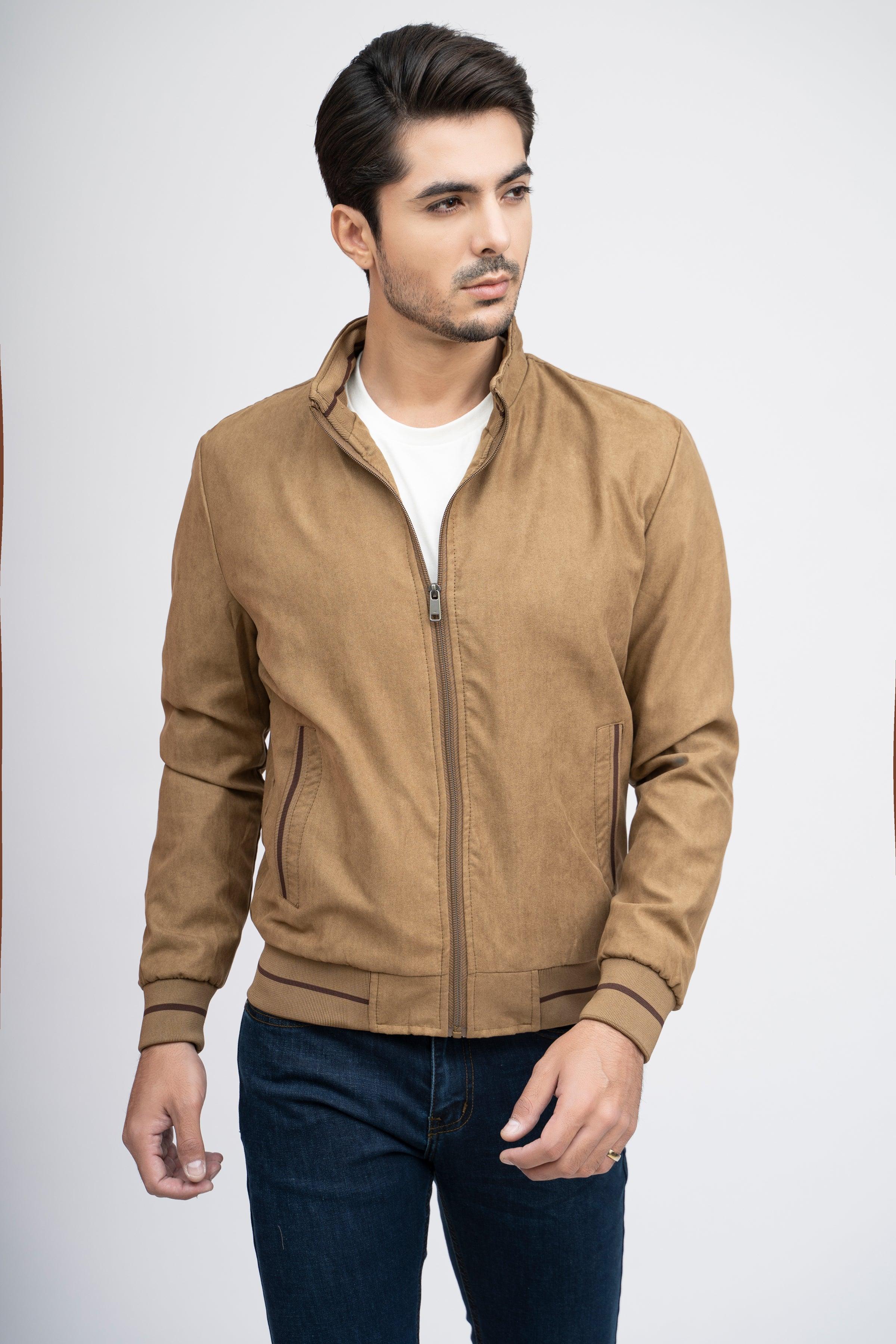 SUEDE JACKET F/S KHAKI at Charcoal Clothing