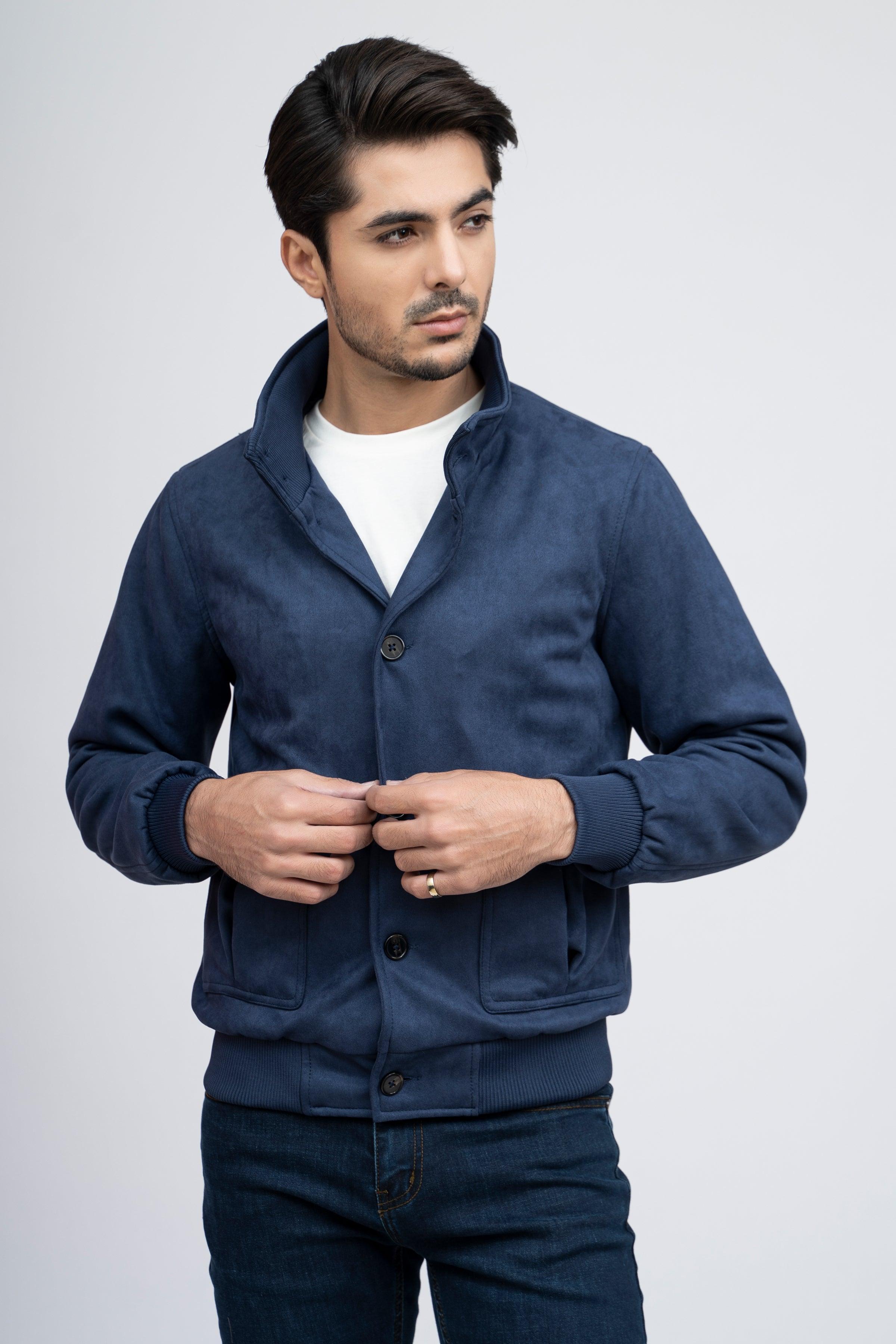 SUEDE JACKET F/S NAVY at Charcoal Clothing