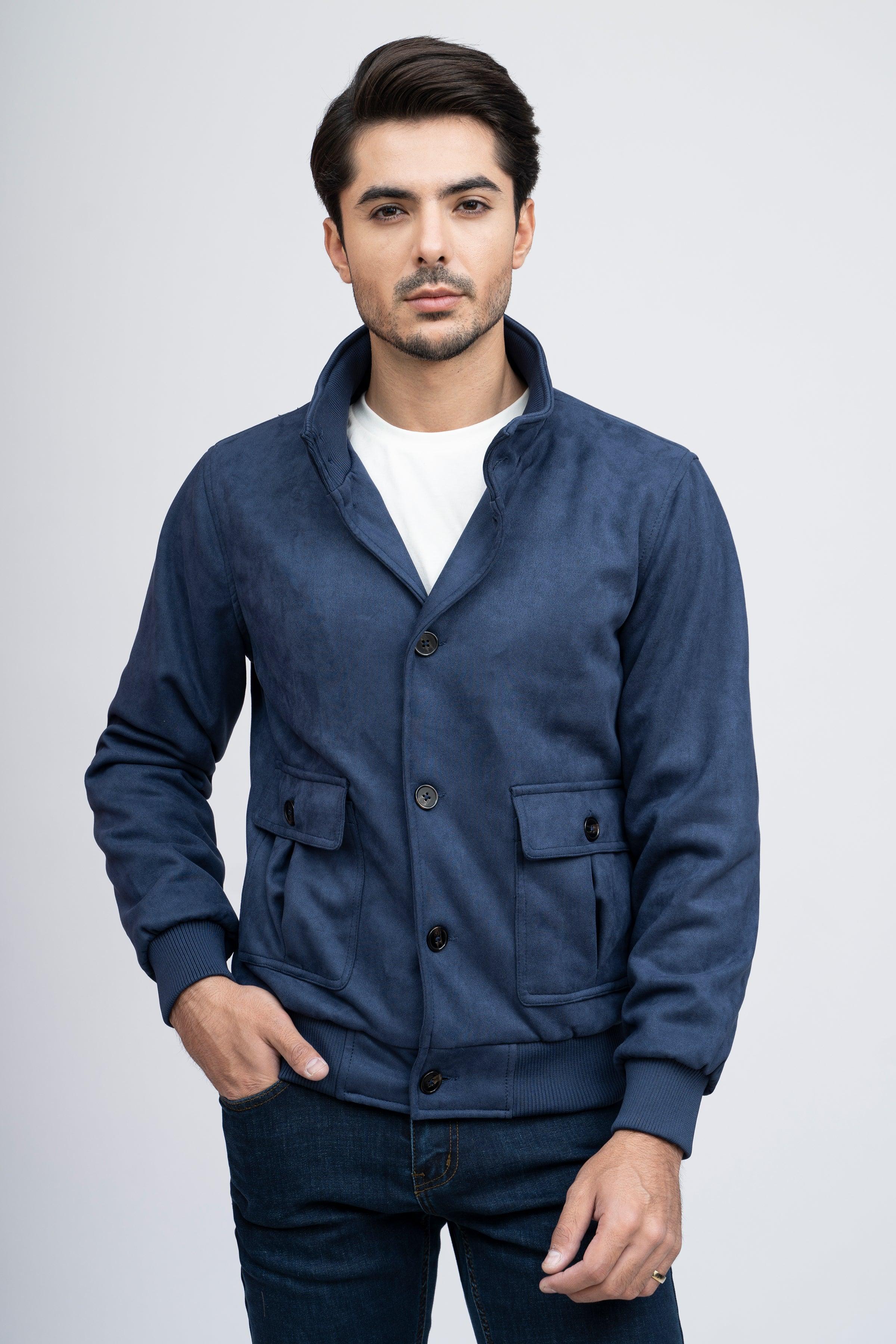 SUEDE JACKET F/S NAVY at Charcoal Clothing