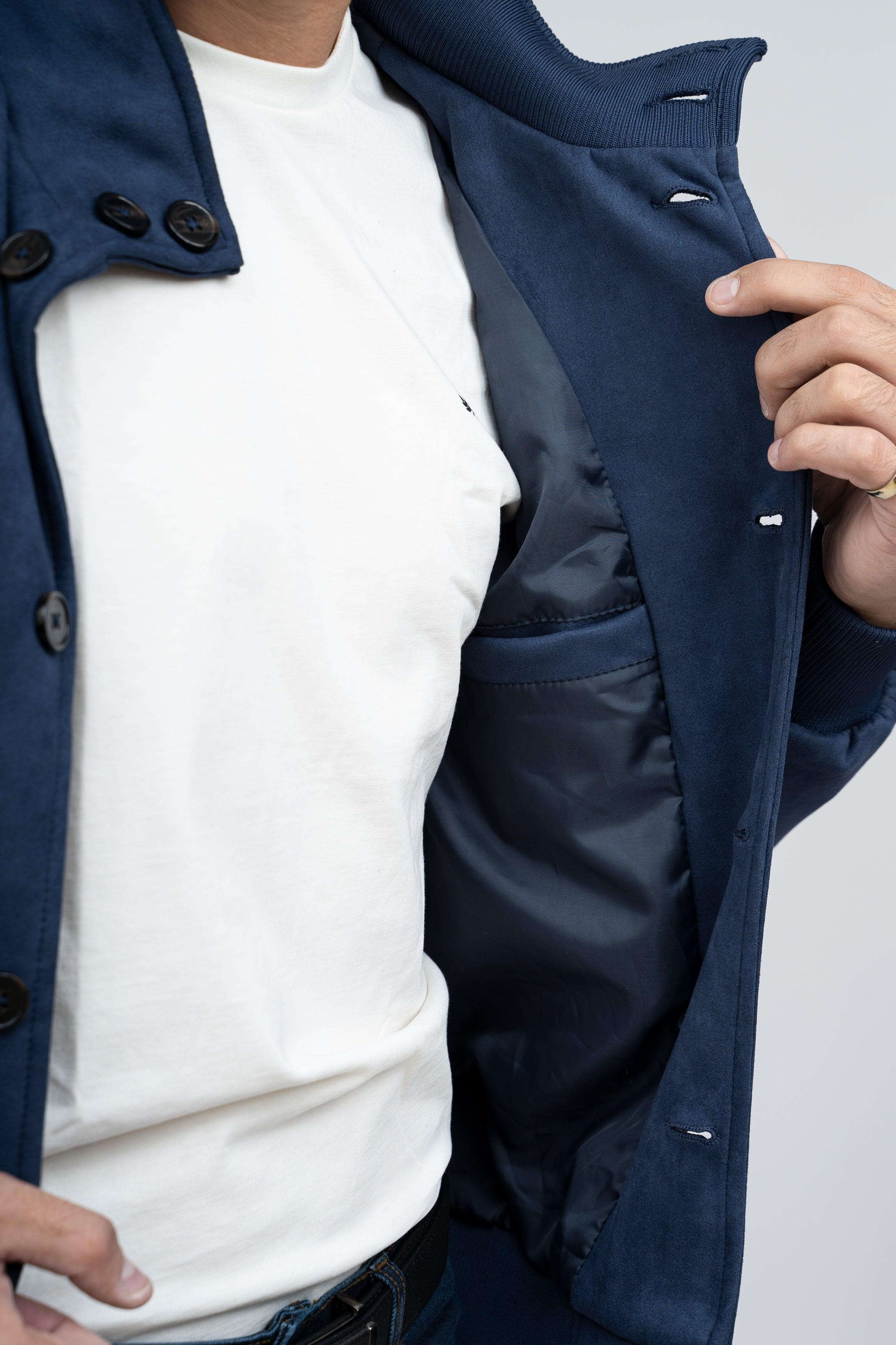 SUEDE JACKET F/S NAVY at Charcoal Clothing