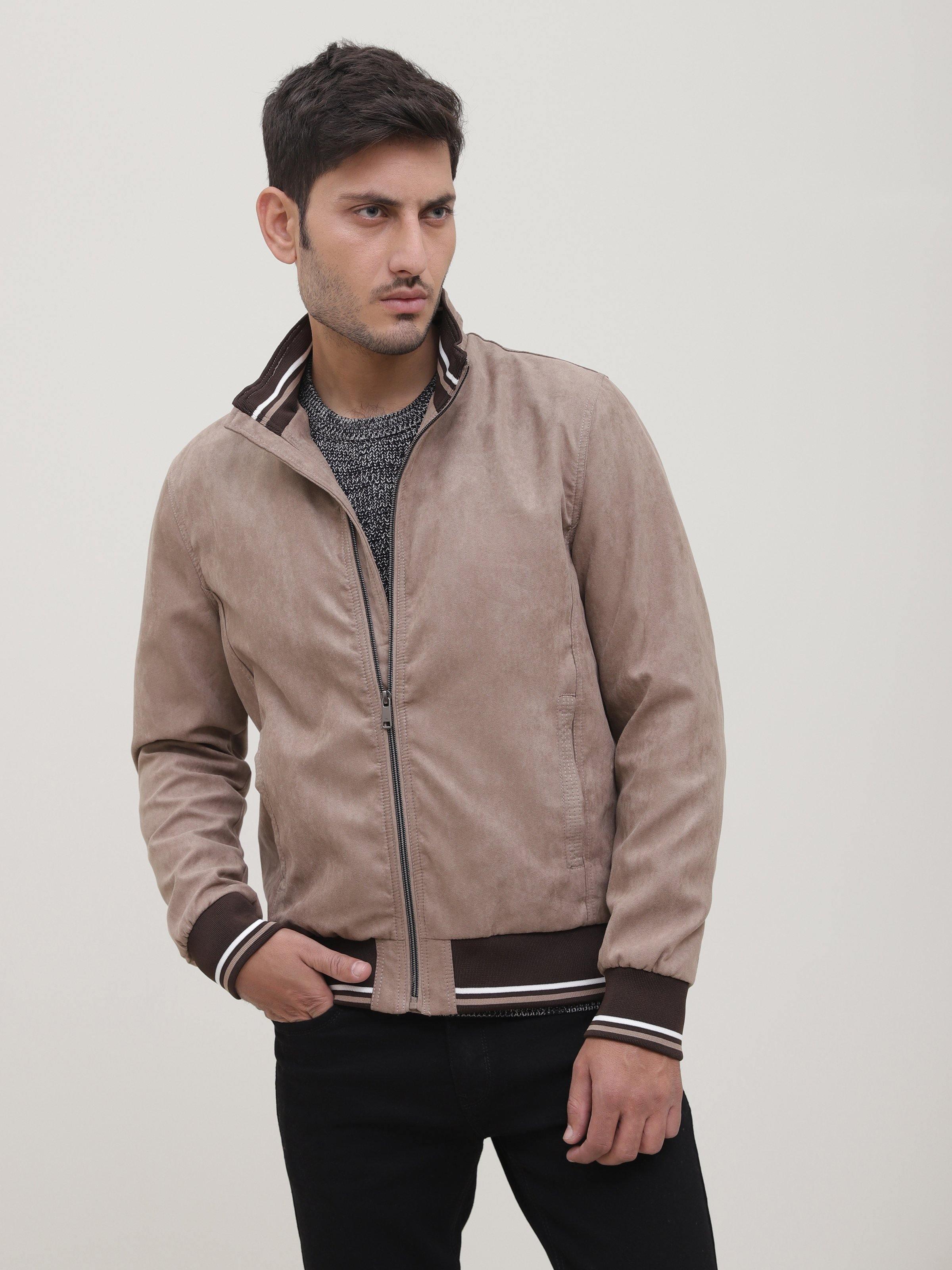 SUEDE JACKET LIGHT BROWN at Charcoal Clothing