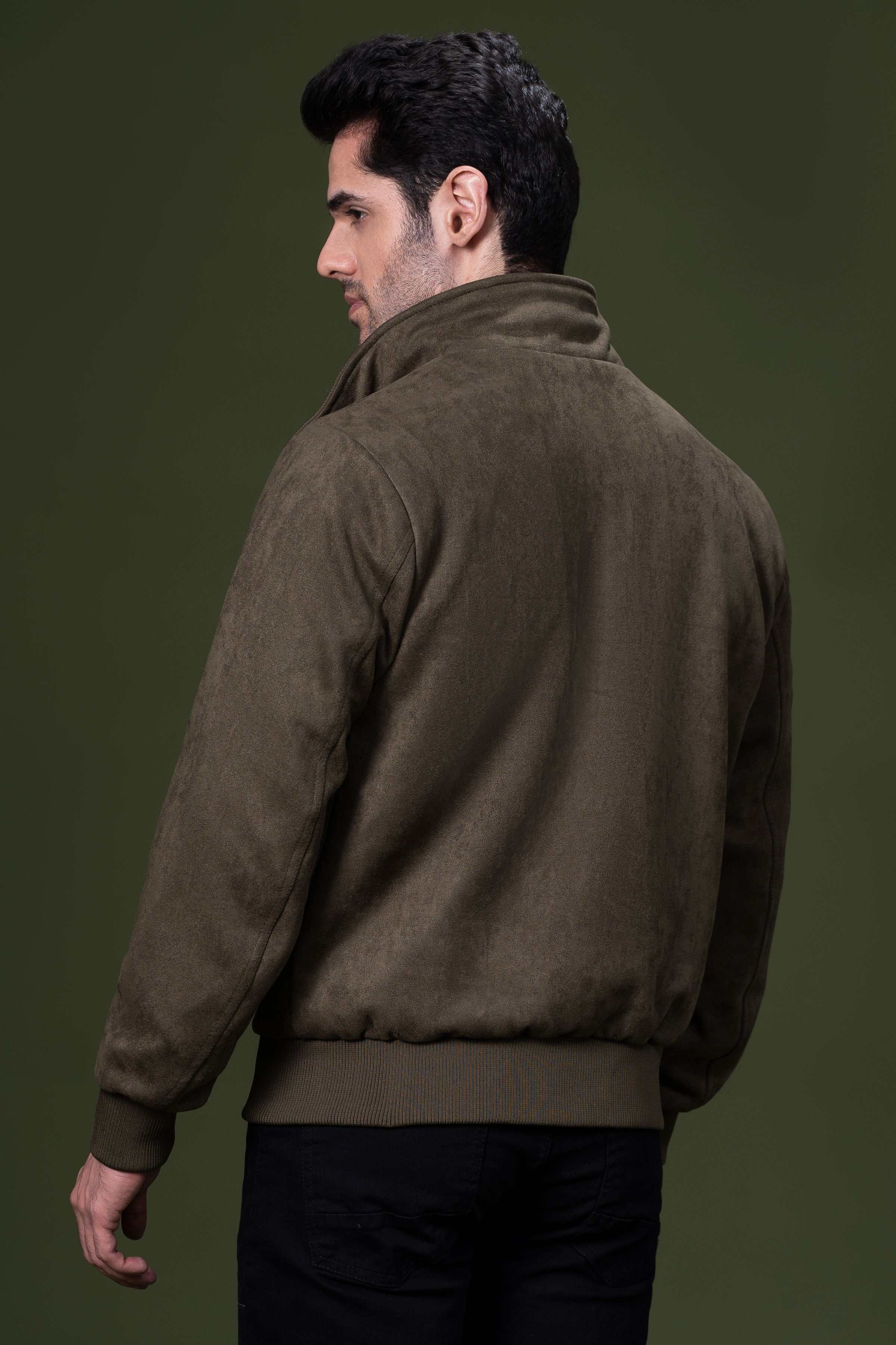 SUEDE JACKET OLIVE at Charcoal Clothing