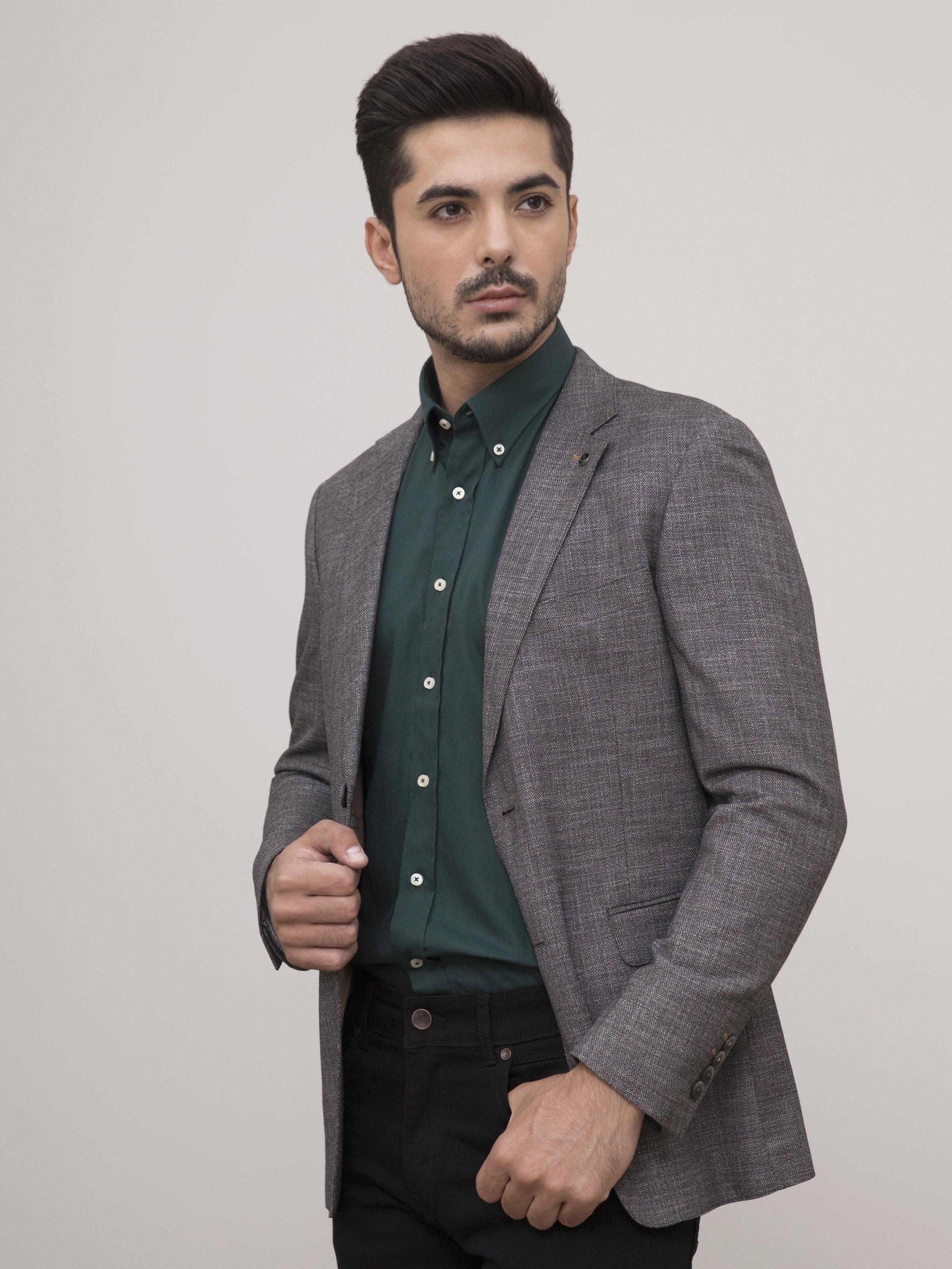 SUMMER COAT SLIM FIT 2 BUTTON DOWN GREY at Charcoal Clothing