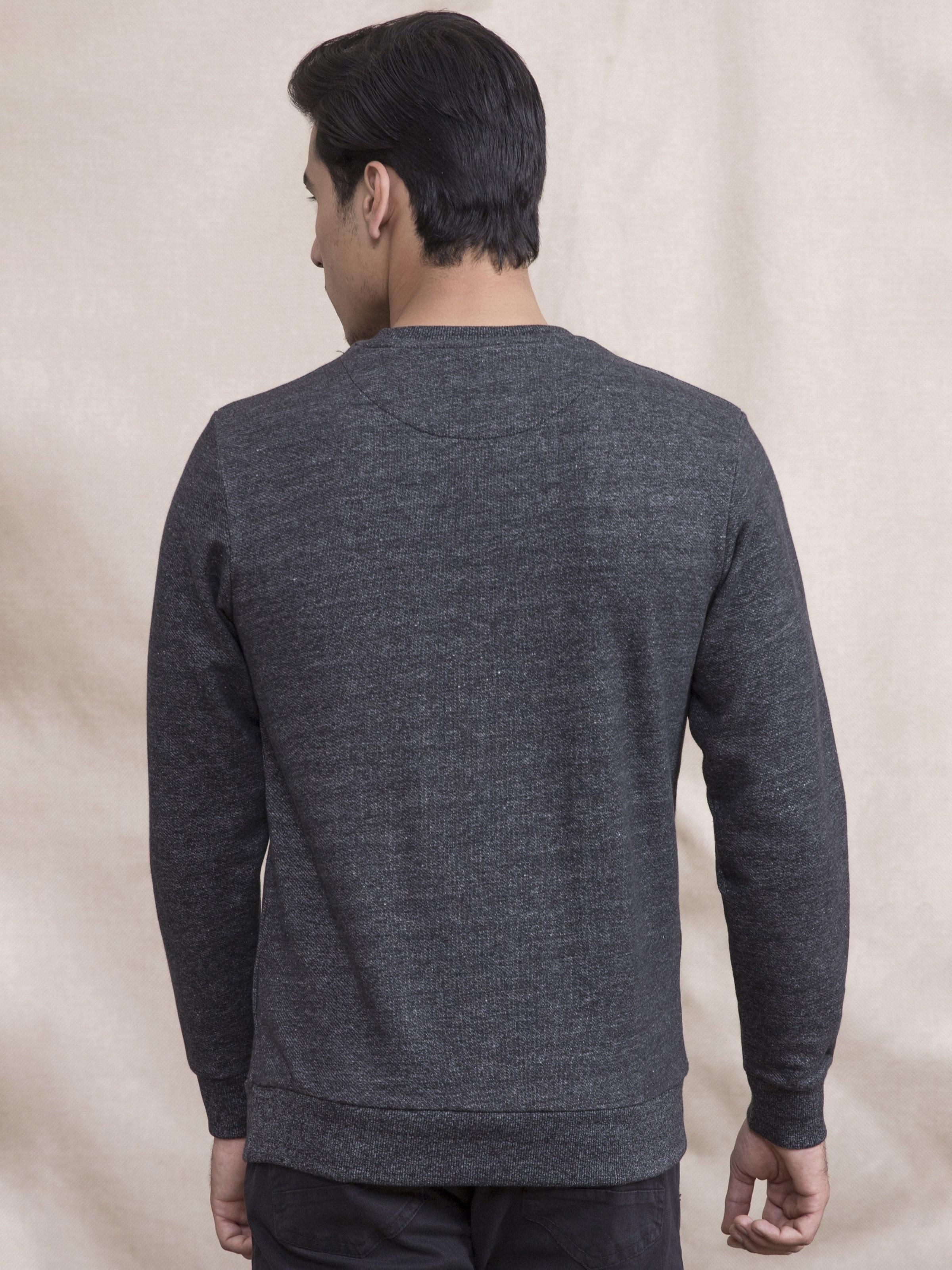 SWEAT SHIRT CHAIN YARN BLACK at Charcoal Clothing