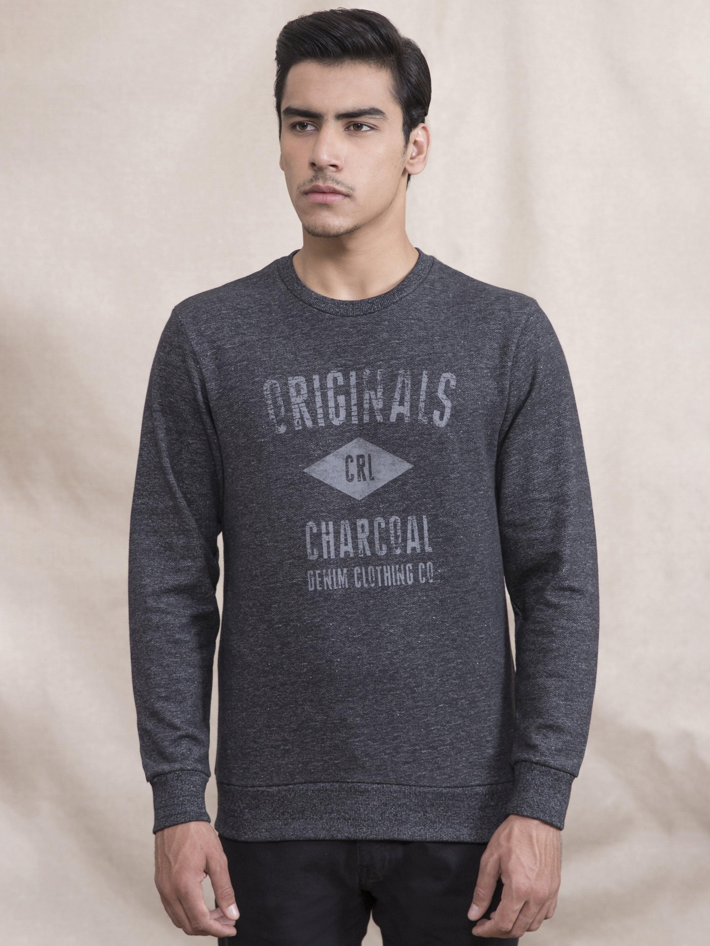 SWEAT SHIRT CHAIN YARN BLACK at Charcoal Clothing