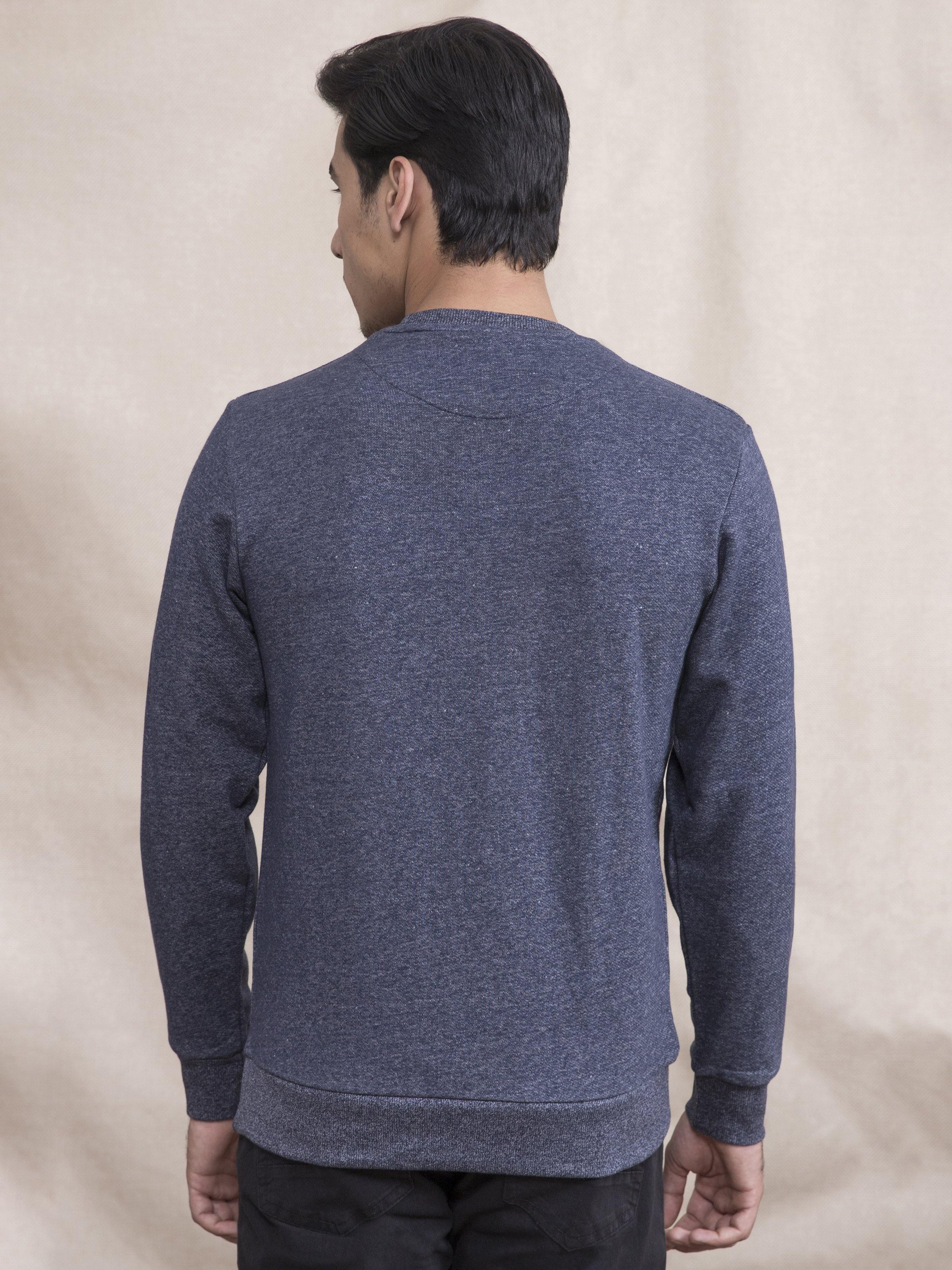 SWEAT SHIRT CHAIN YARN NAVY at Charcoal Clothing