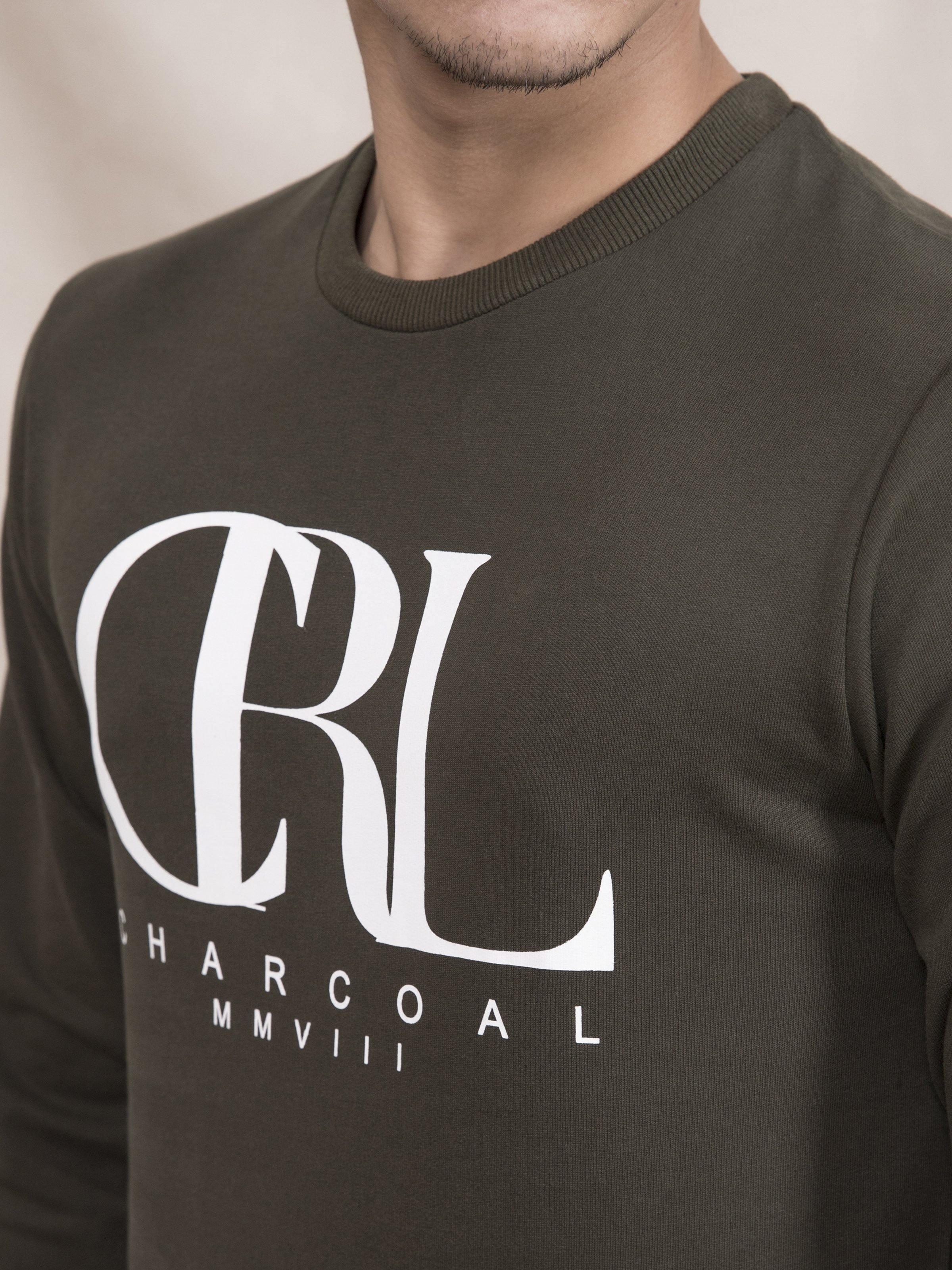 SWEAT SHIRT PRINTED FULL SLEEVE OLIVE at Charcoal Clothing