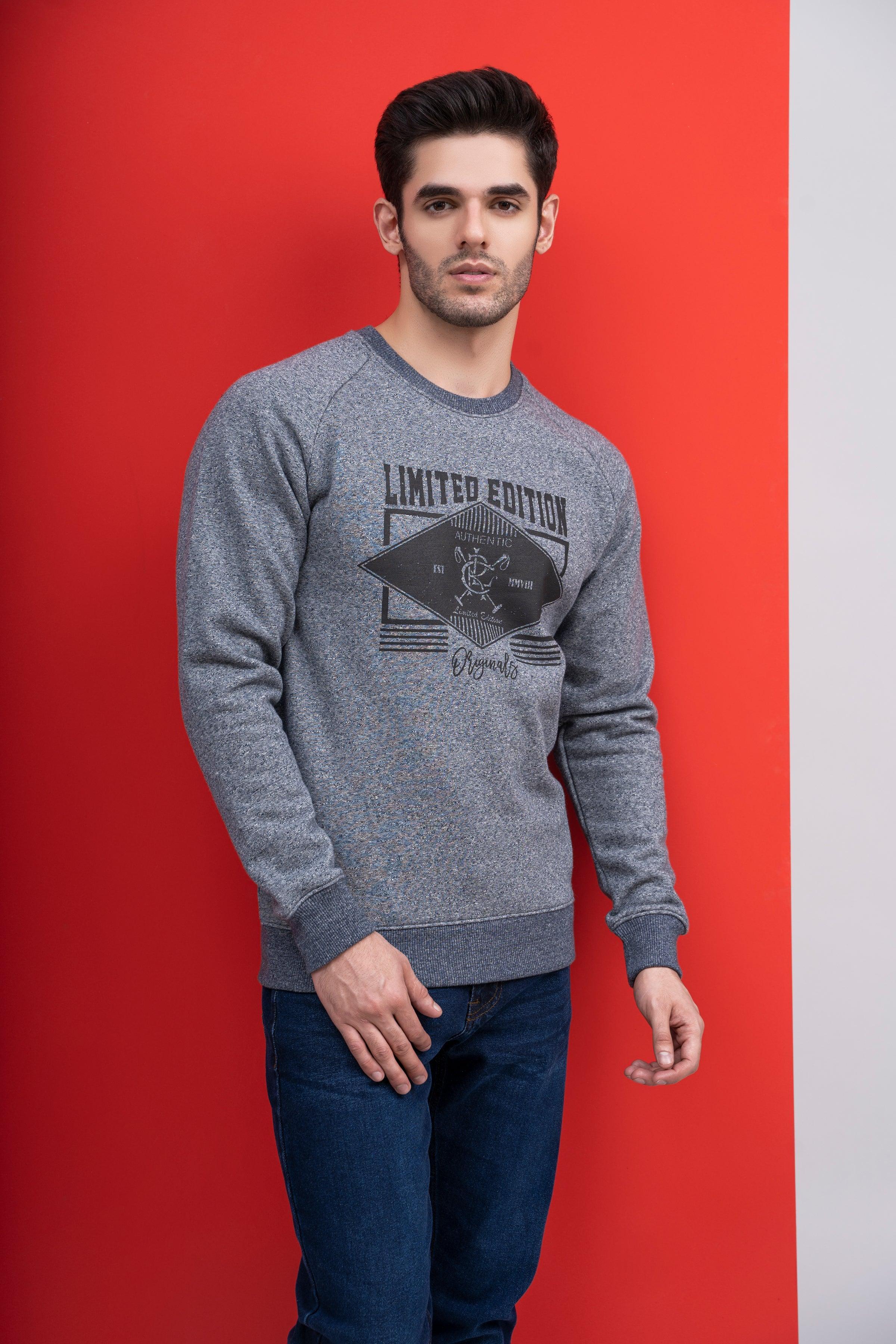 SWEAT SHIRT ROUND NECK F/S BLUE at Charcoal Clothing