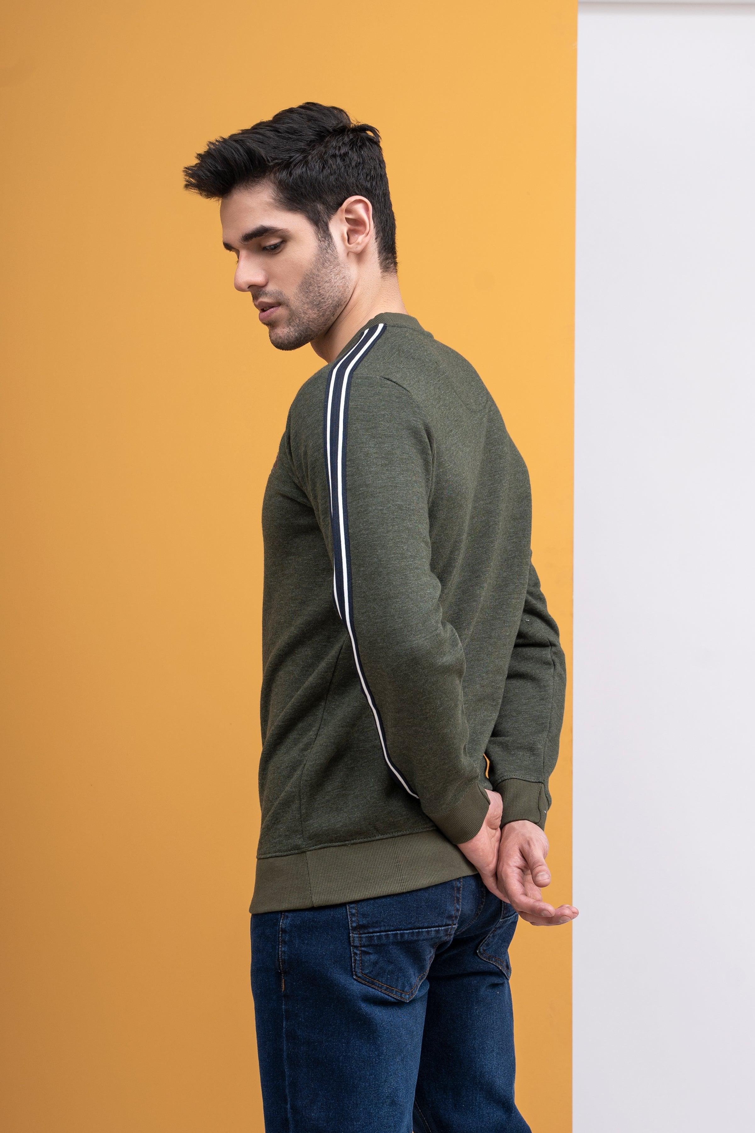 SWEAT SHIRT ROUND NECK F/S GREEN at Charcoal Clothing