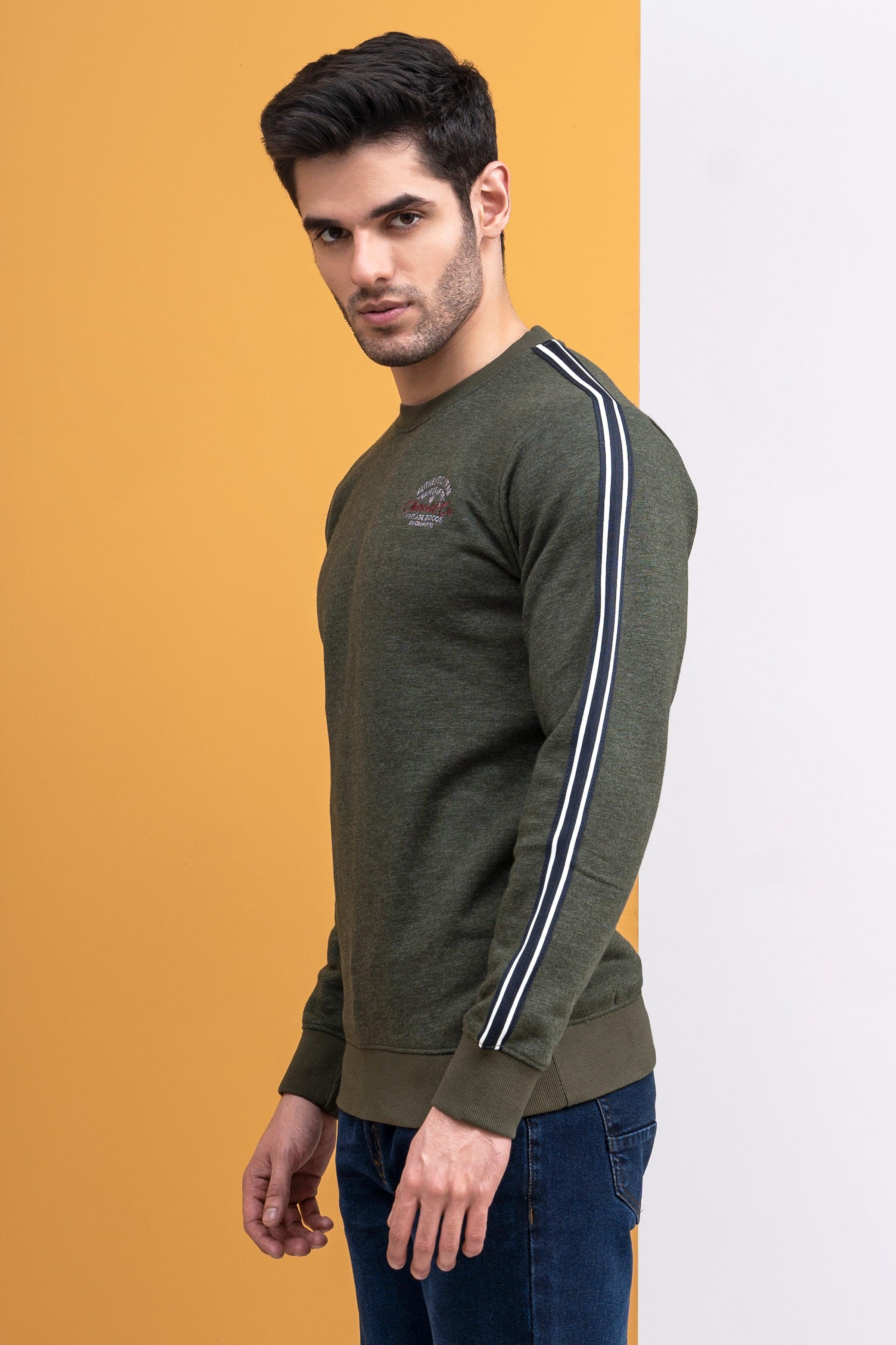 SWEAT SHIRT ROUND NECK F/S GREEN at Charcoal Clothing