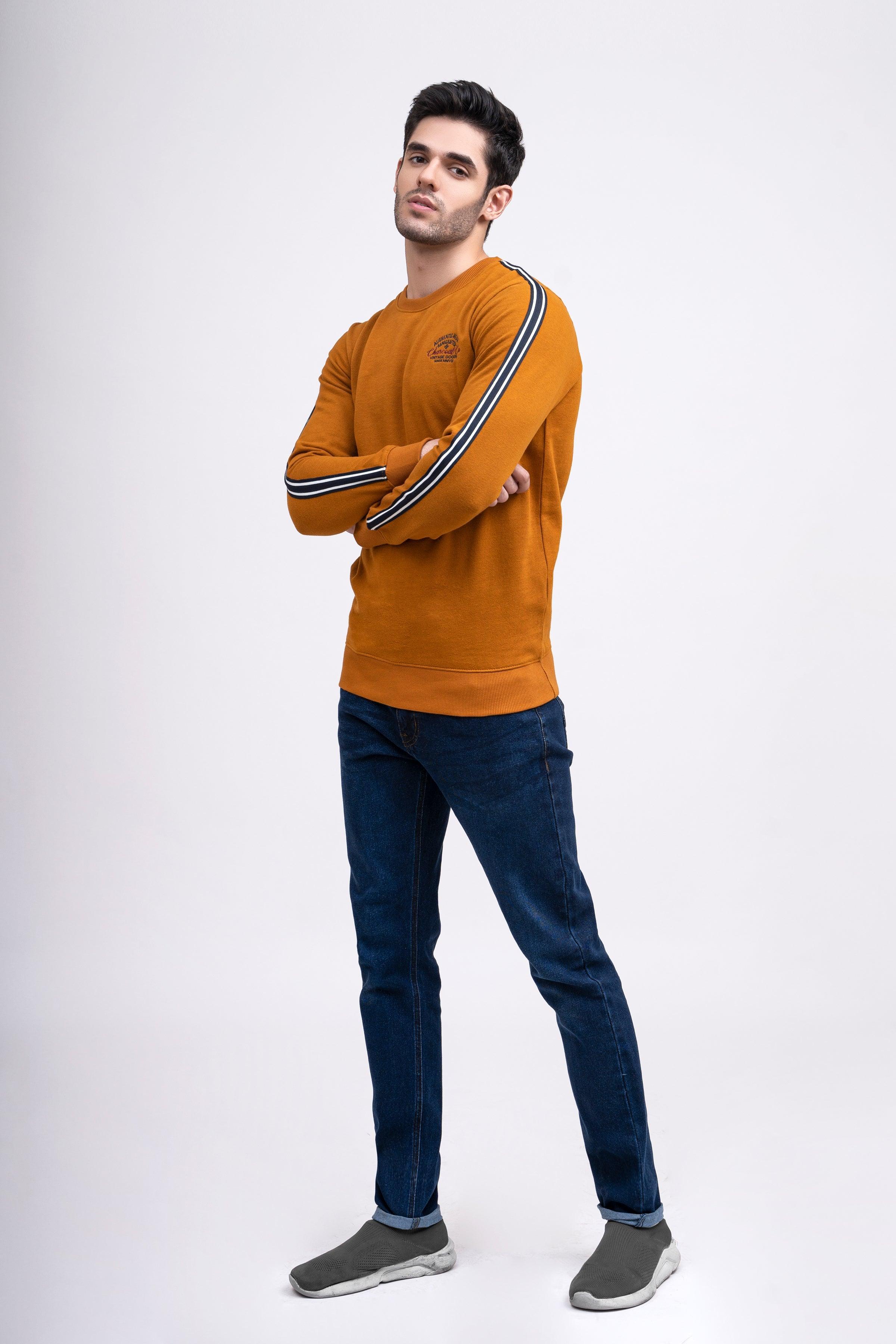 SWEAT SHIRT ROUND NECK F/S MUSTARD at Charcoal Clothing