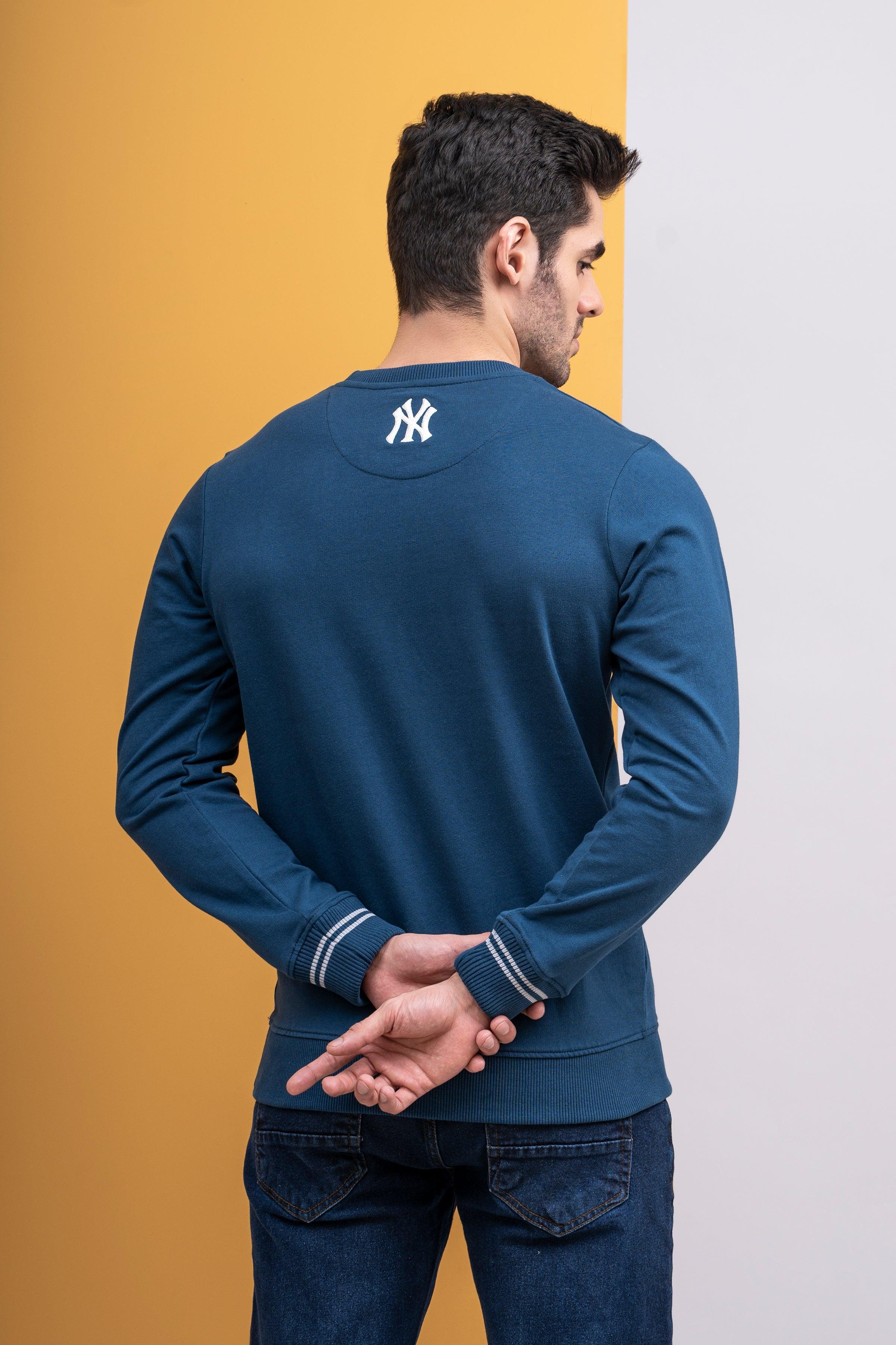 SWEAT SHIRT ROUND NECK FULL SLEEVE TEAL BLUE at Charcoal Clothing