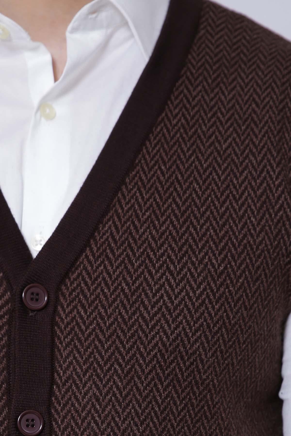 SWEATER CARDIGAN SLEEVE LESS BROWN at Charcoal Clothing