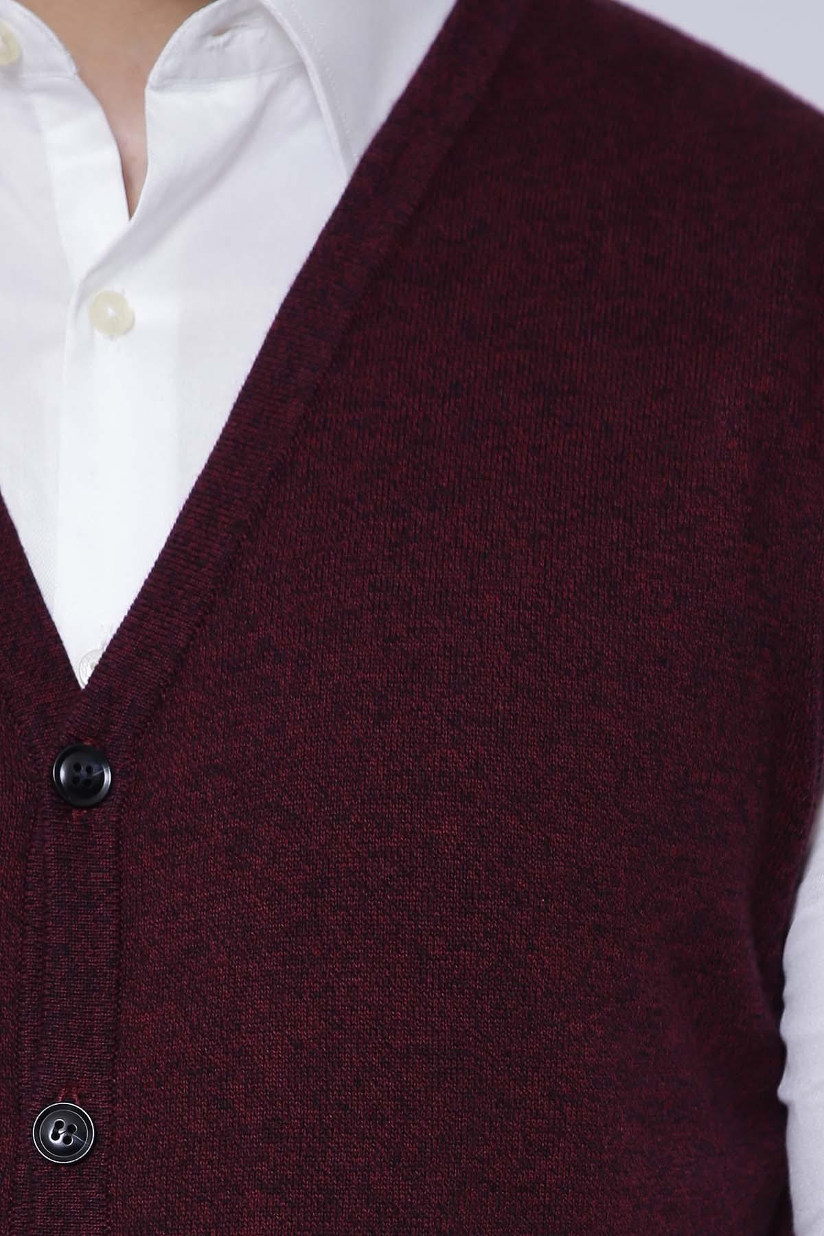 SWEATER CARDIGAN SLEEVE LESS MAROON at Charcoal Clothing