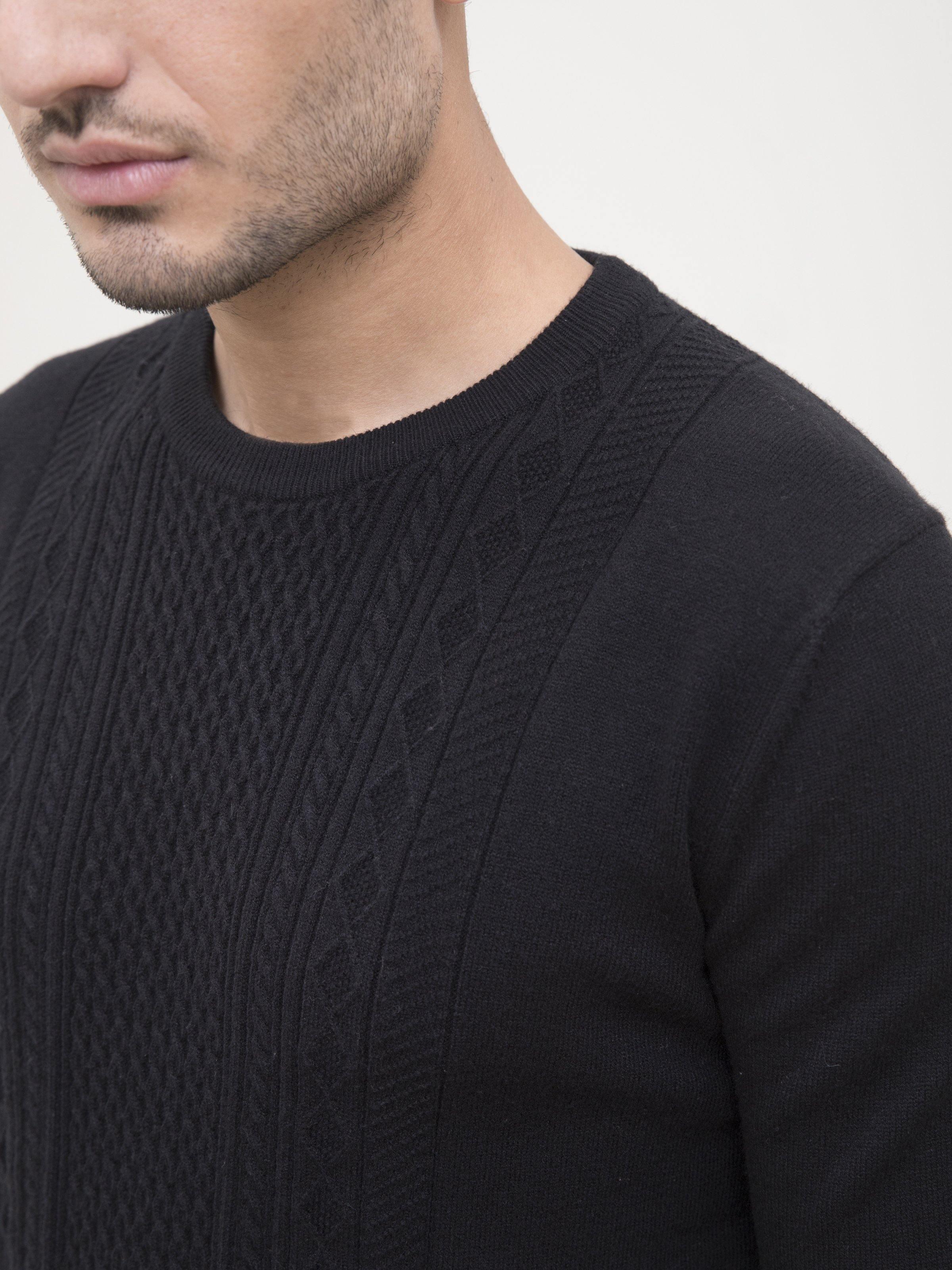 SWEATER CREW NECK FULL SLEEVE BLACK at Charcoal Clothing