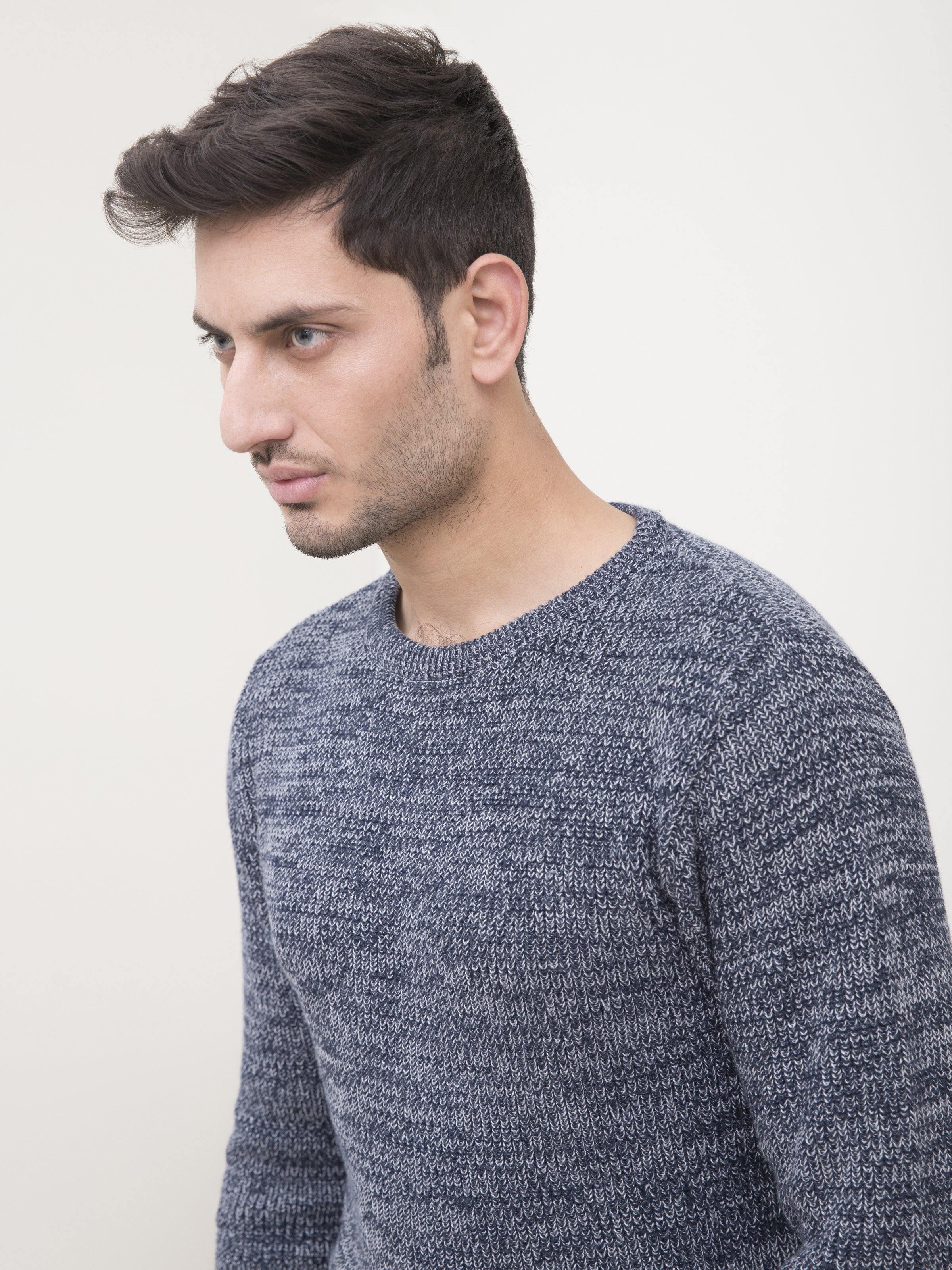 SWEATER CREW NECK FULL SLEEVE NAVY GREY at Charcoal Clothing